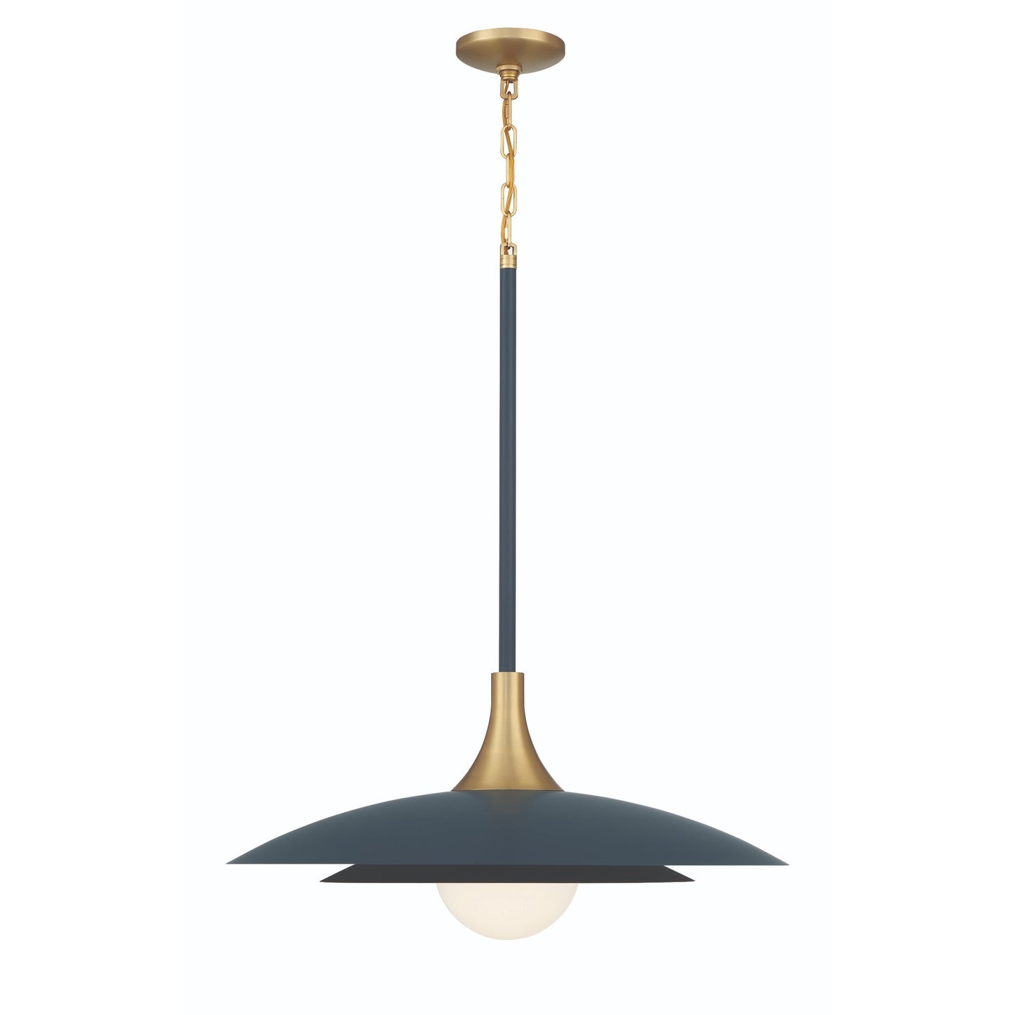 Eurofase Lighting Welsh 24" Dimmable Integrated LED Matte Blue Pendant Light With Blue Glass Shade