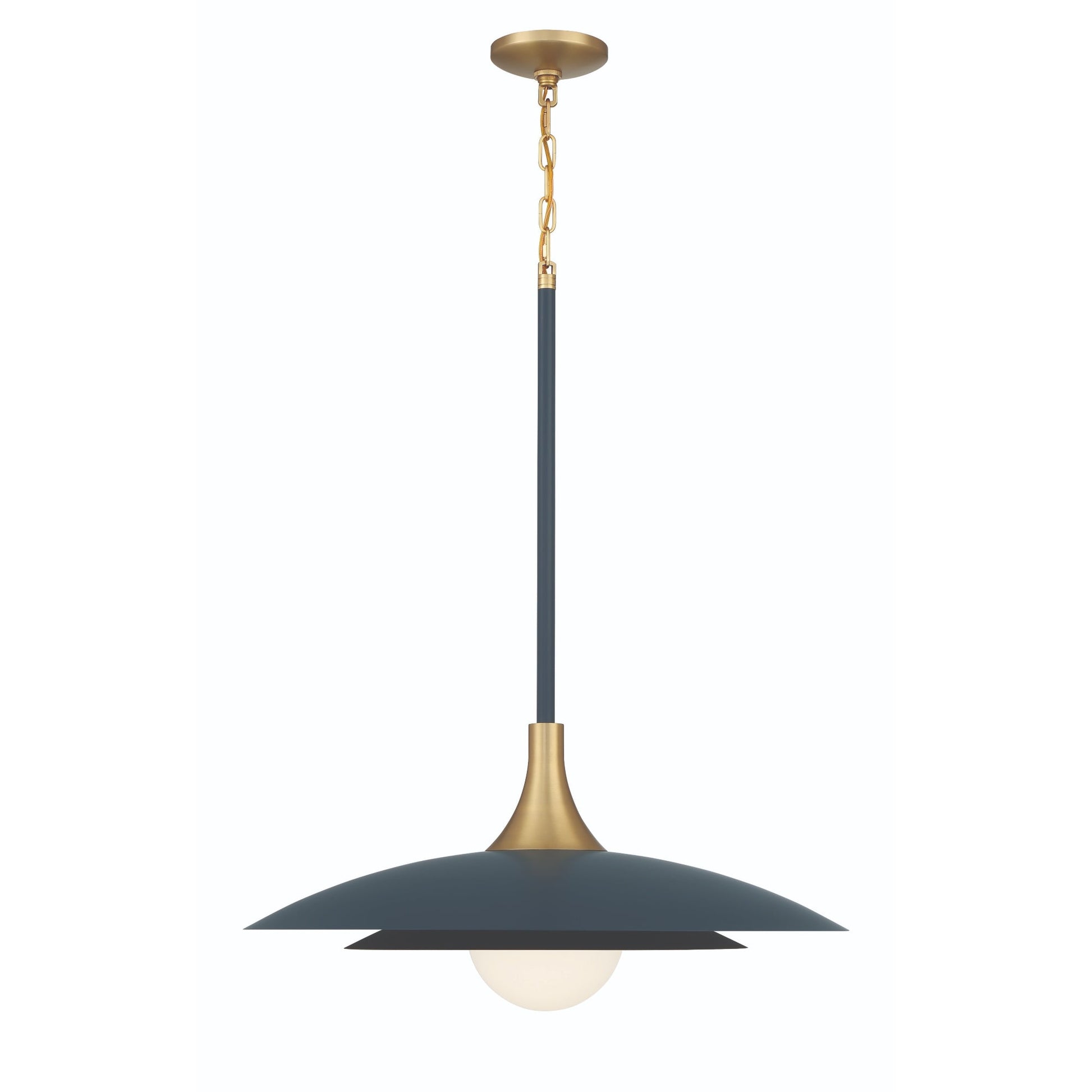 Eurofase Lighting Welsh 24" Dimmable Integrated LED Matte Blue Pendant Light With Blue Glass Shade