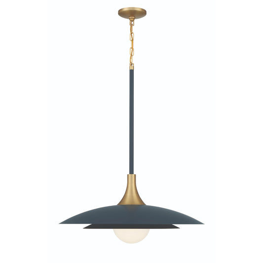 Eurofase Lighting Welsh 24" Dimmable Integrated LED Matte Blue Pendant Light With Blue Glass Shade