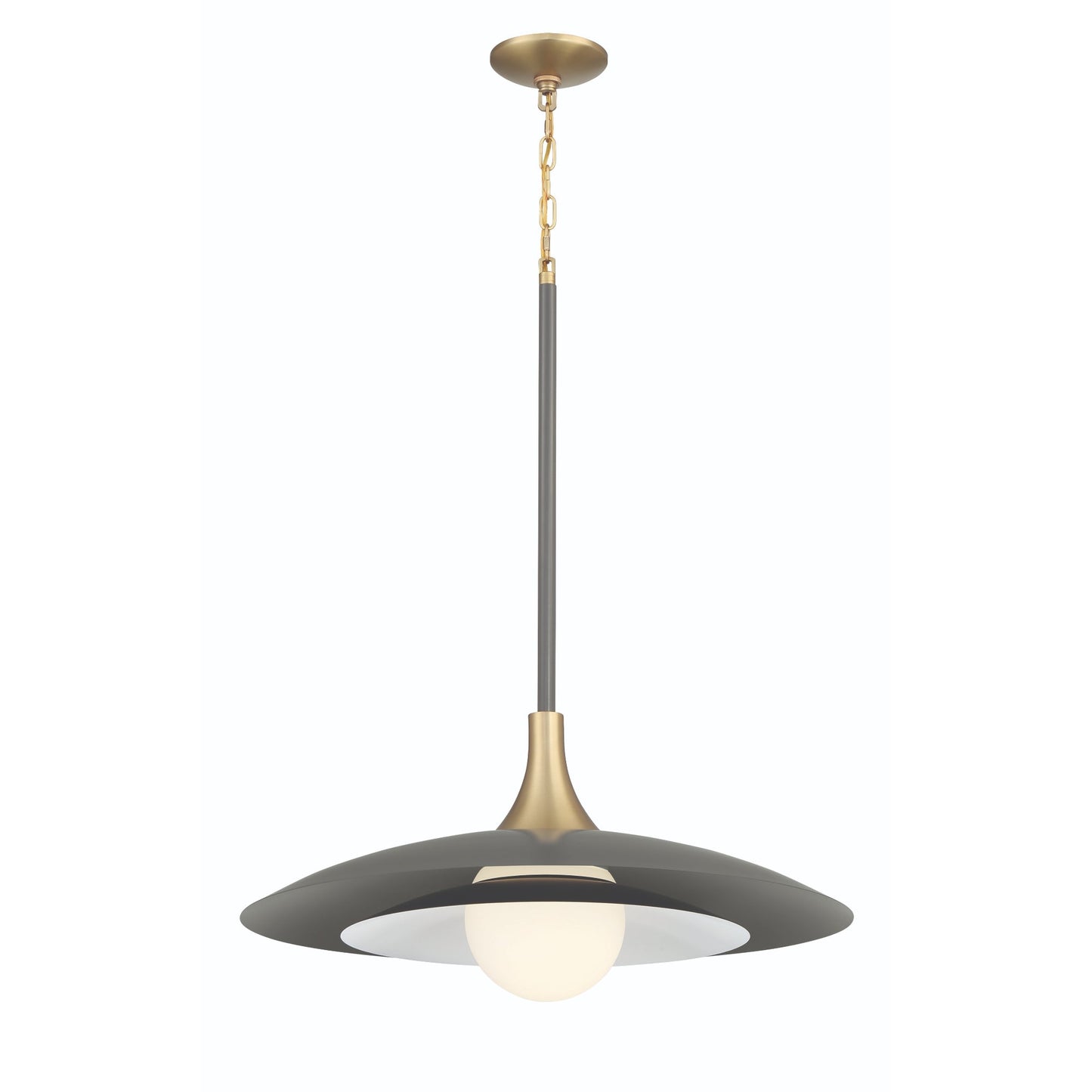 Eurofase Lighting Welsh 24" Dimmable Integrated LED Matte Gray Pendant Light With Gray Glass Shade