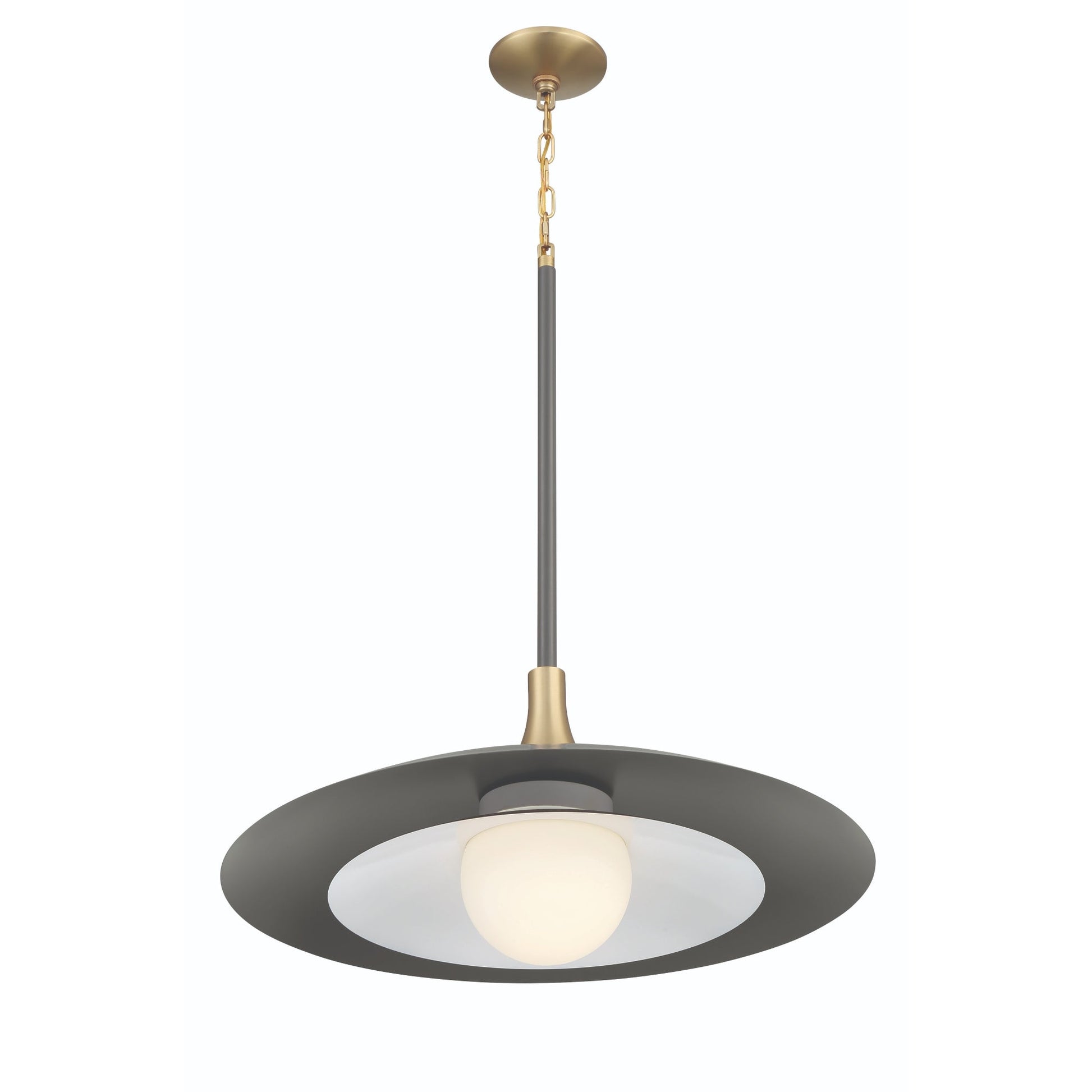 Eurofase Lighting Welsh 24" Dimmable Integrated LED Matte Gray Pendant Light With Gray Glass Shade