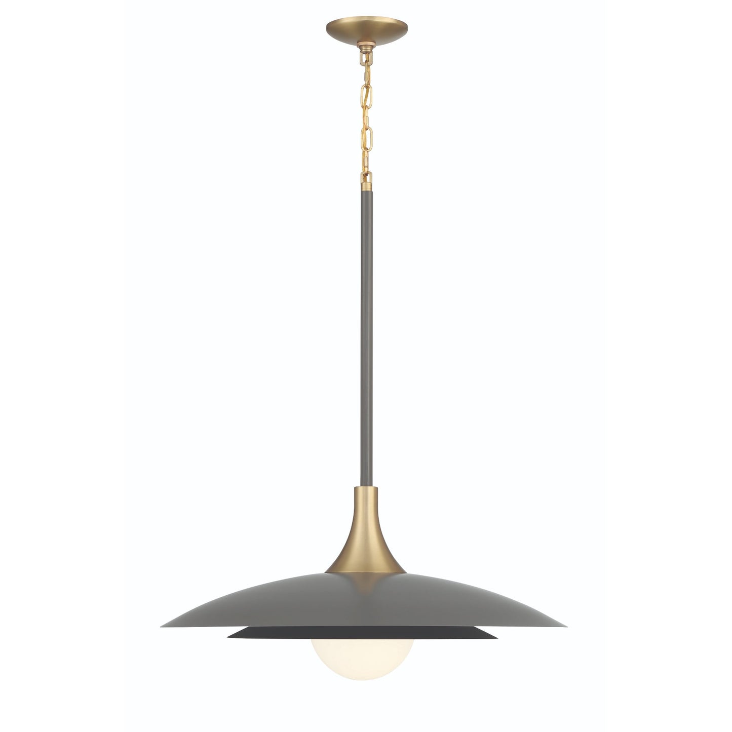 Eurofase Lighting Welsh 24" Dimmable Integrated LED Matte Gray Pendant Light With Gray Glass Shade