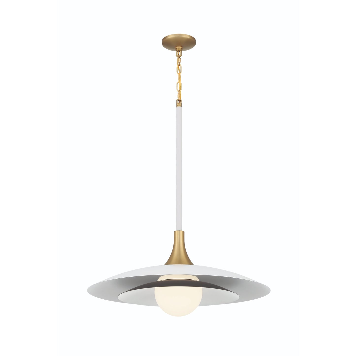 Eurofase Lighting Welsh 24" Dimmable Integrated LED Matte White Pendant Light With White Glass Shade