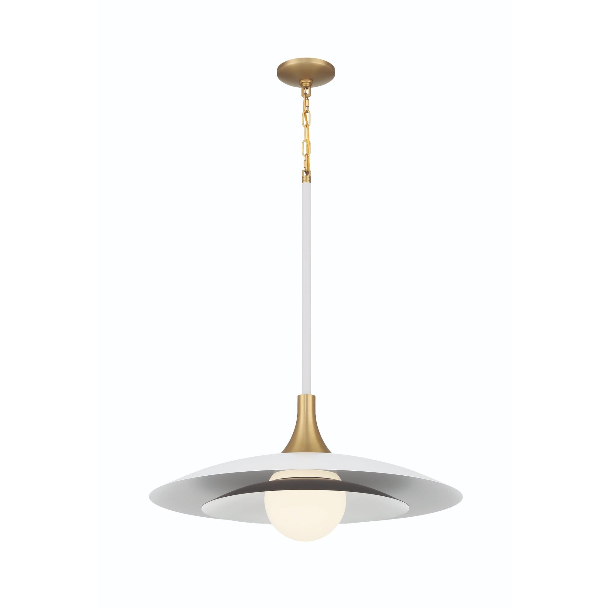 Eurofase Lighting Welsh 24" Dimmable Integrated LED Matte White Pendant Light With White Glass Shade