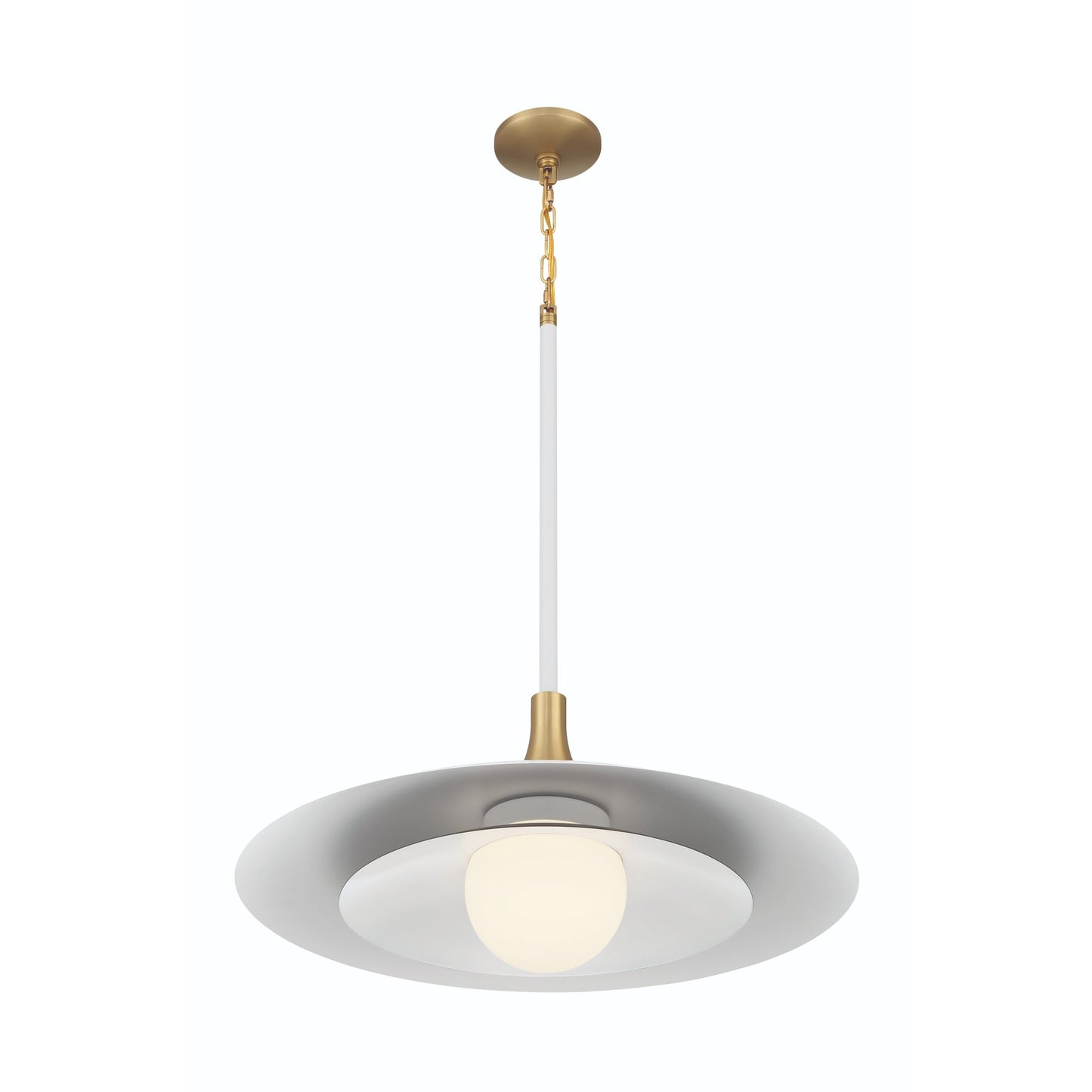 Eurofase Lighting Welsh 24" Dimmable Integrated LED Matte White Pendant Light With White Glass Shade
