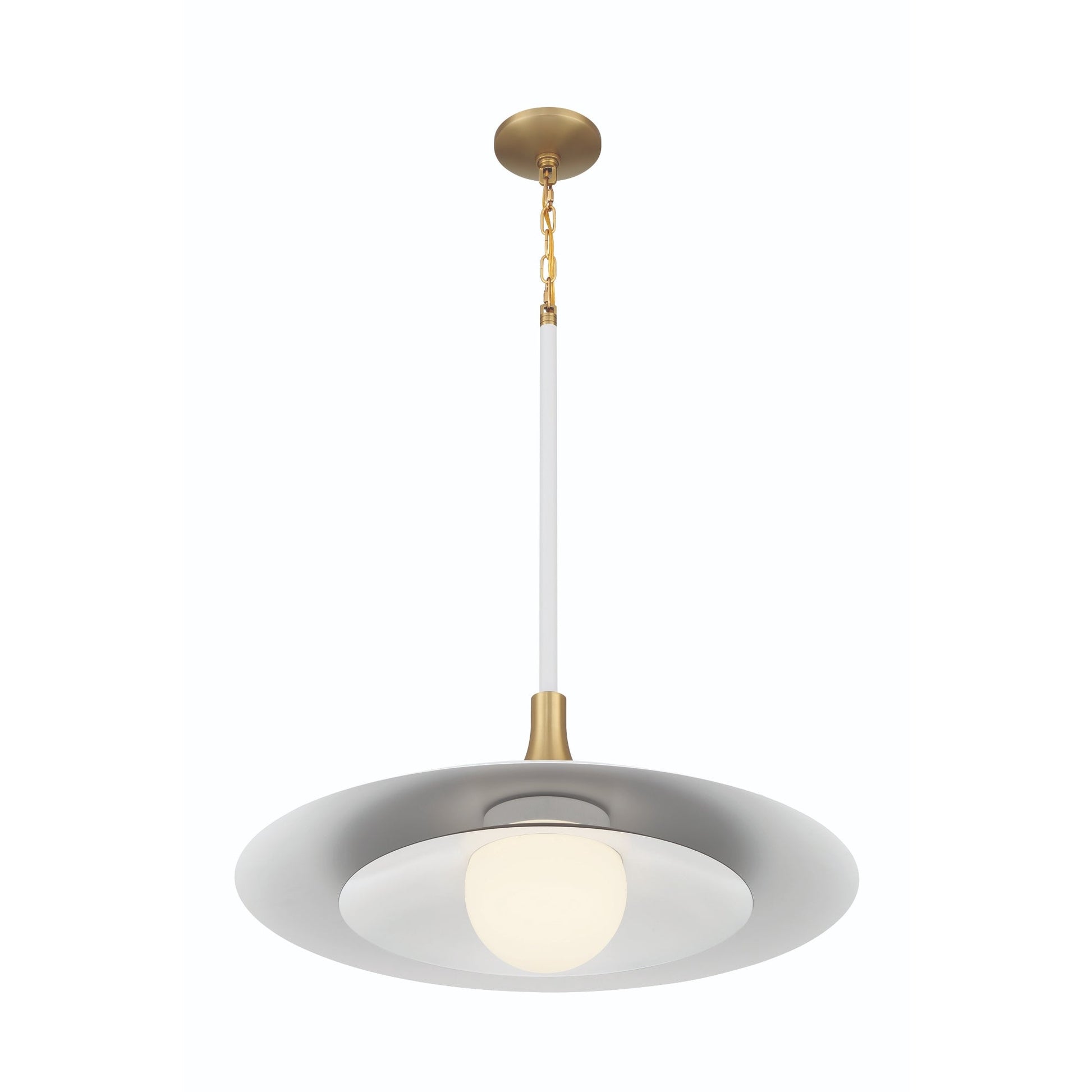 Eurofase Lighting Welsh 24" Dimmable Integrated LED Matte White Pendant Light With White Glass Shade