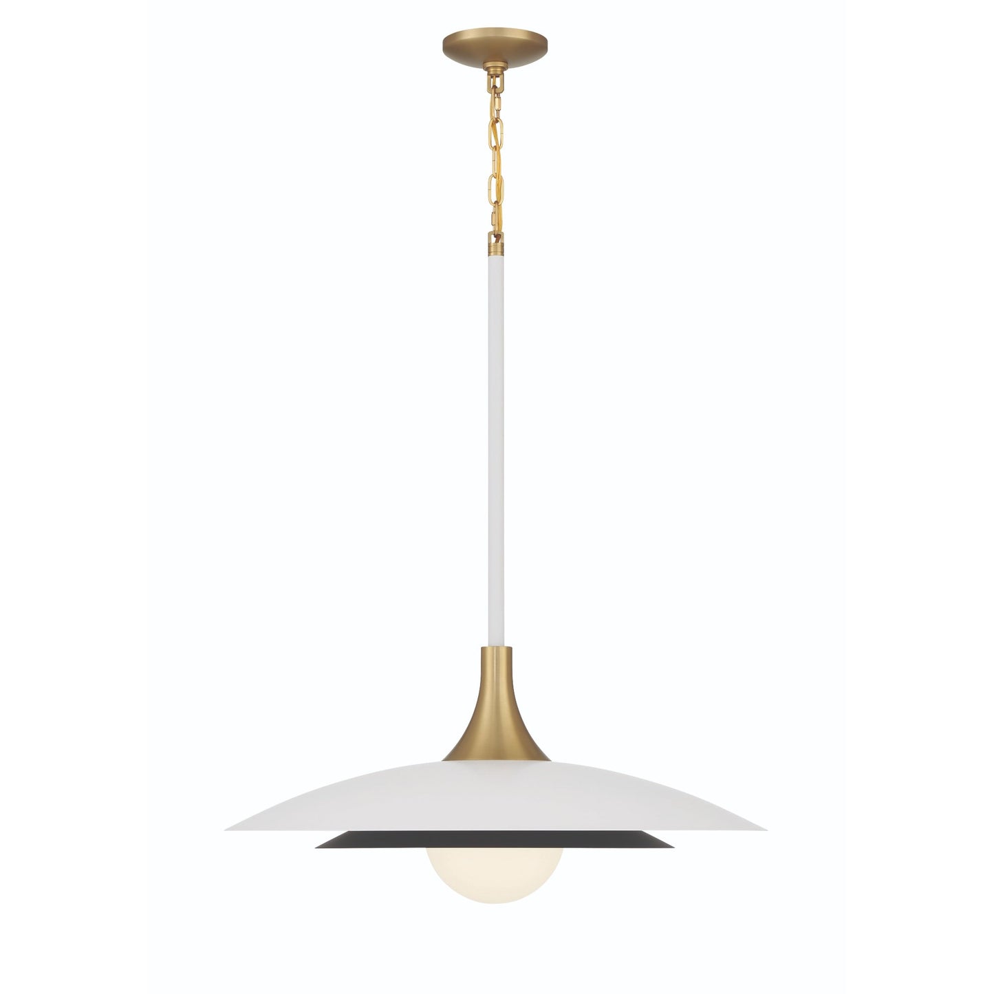Eurofase Lighting Welsh 24" Dimmable Integrated LED Matte White Pendant Light With White Glass Shade