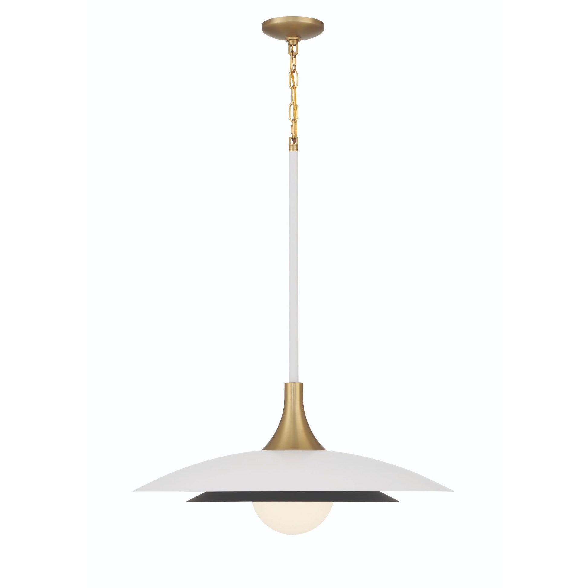 Eurofase Lighting Welsh 24" Dimmable Integrated LED Matte White Pendant Light With White Glass Shade