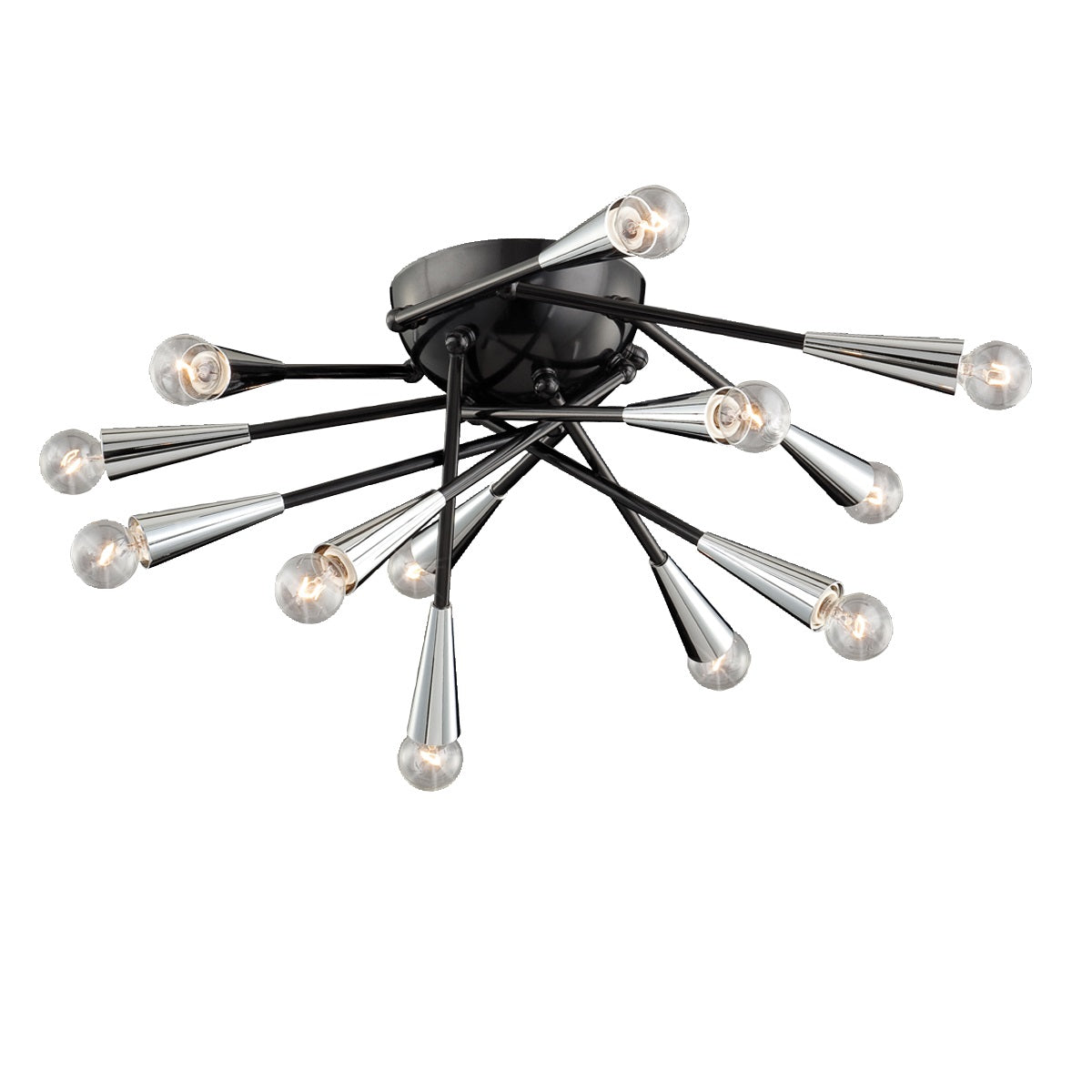 Eurofase Lighting Zazu 26" 12-Light Incandescent Round Black & Chrome Flush Mount Light