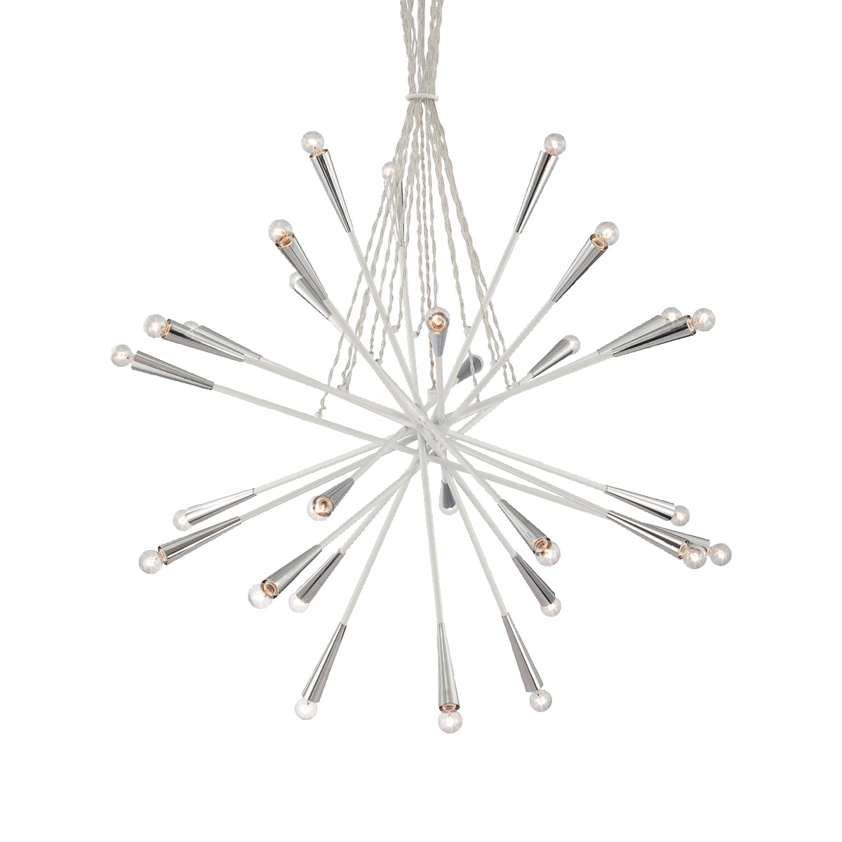 Eurofase Lighting Zazu 44" 28-Light Incandescent Round White & Chrome Sputnik Pendant Light