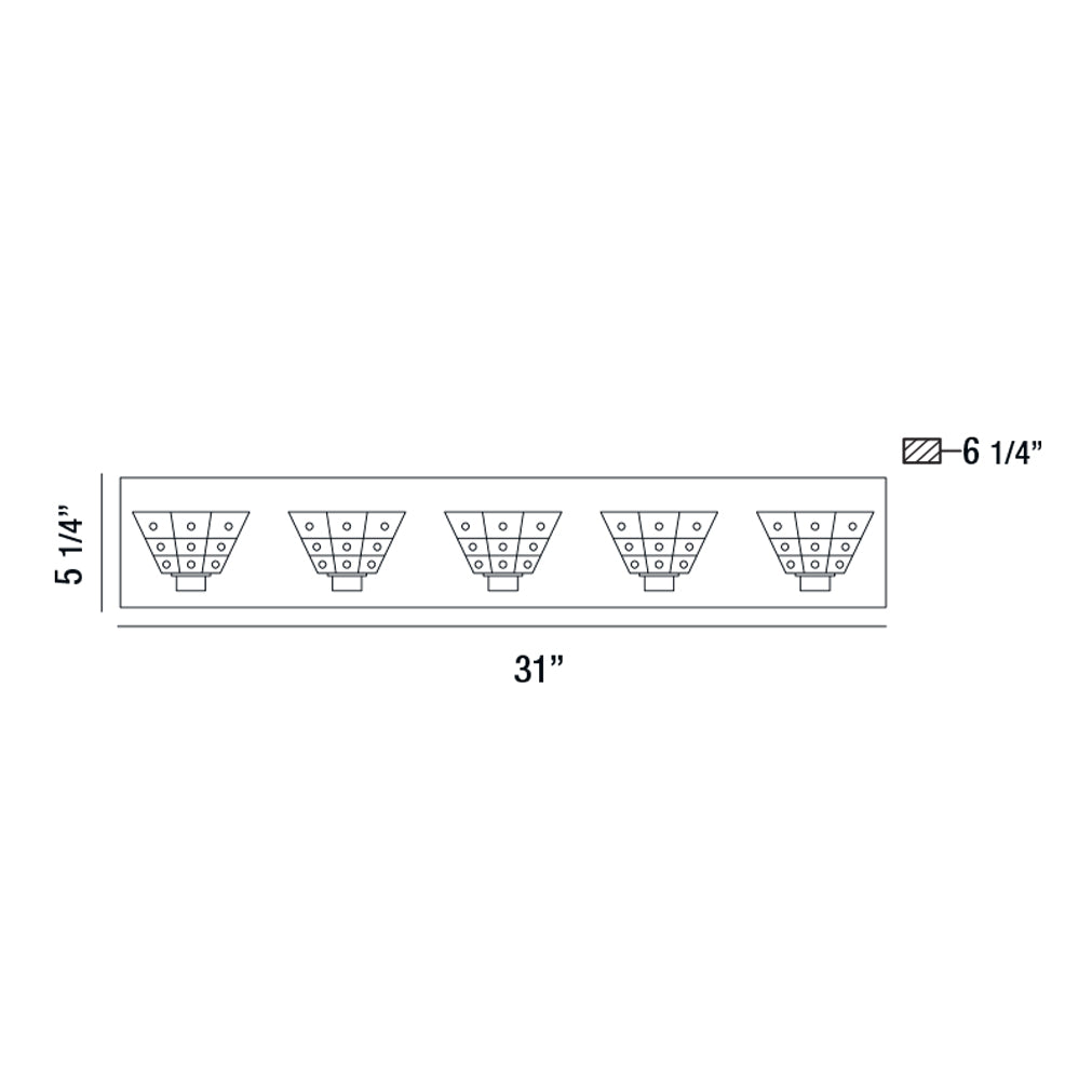 Eurofase Lighting Zilli 31" 5-Light Dimmable Chrome Metal Vanity Light With Clear Crystal Glass Shades