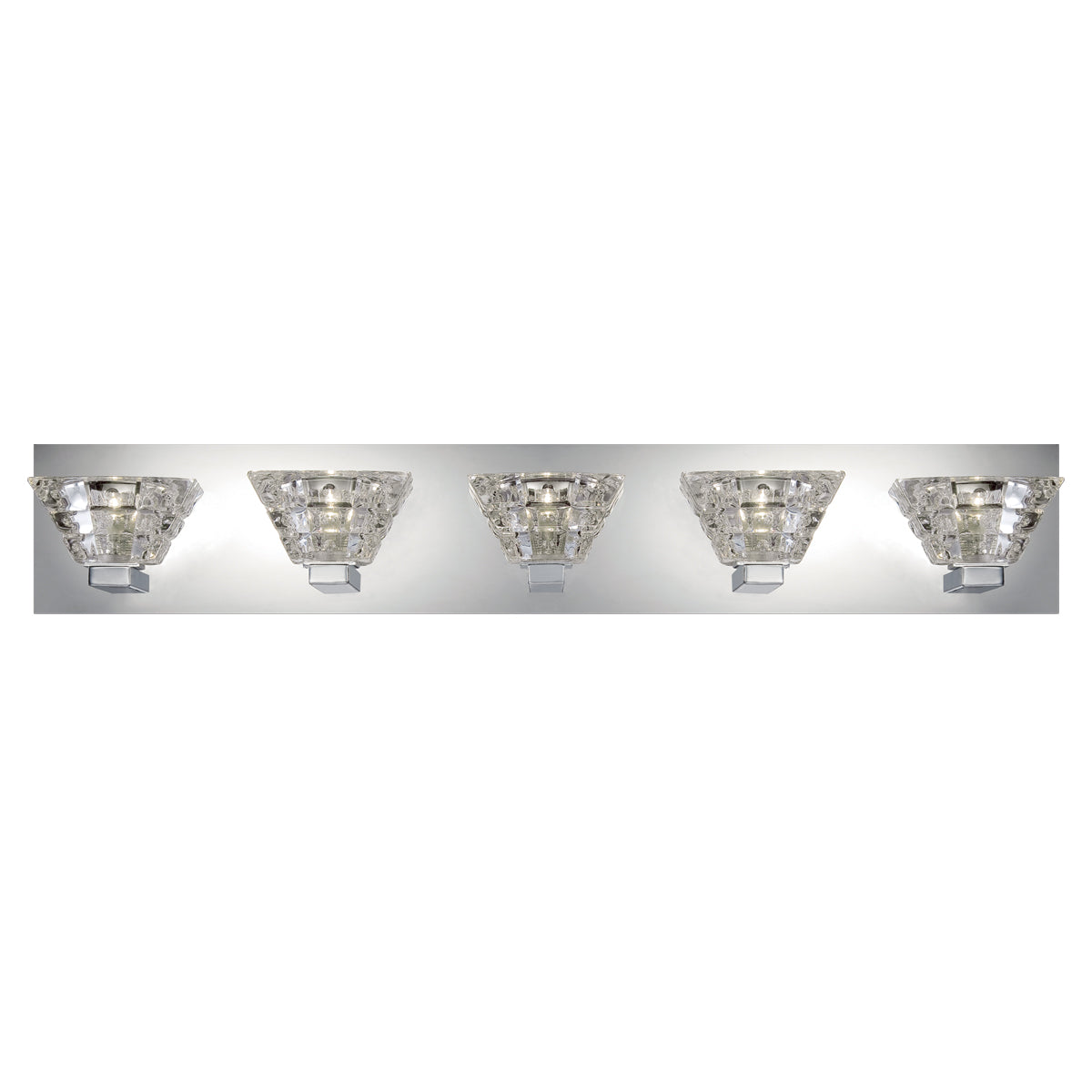 Eurofase Lighting Zilli 31" 5-Light Dimmable Chrome Metal Vanity Light With Clear Crystal Glass Shades