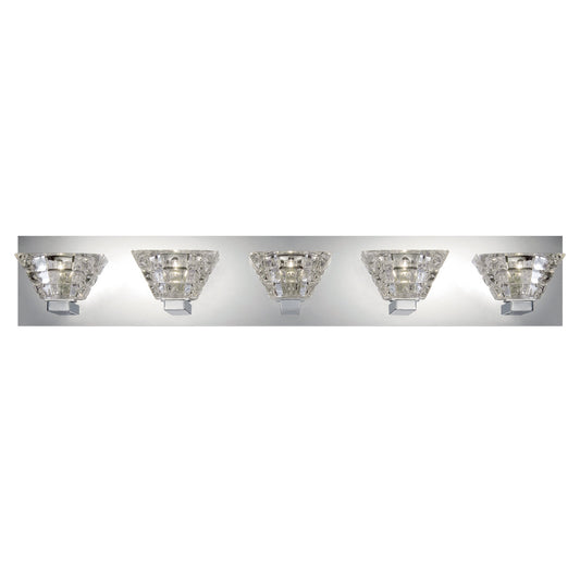Eurofase Lighting Zilli 31" 5-Light Dimmable Chrome Metal Vanity Light With Clear Crystal Glass Shades