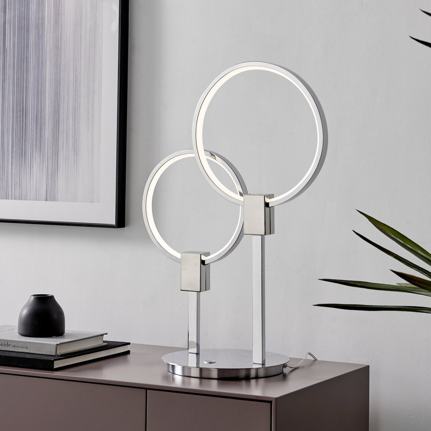 Finesse Decor 10" W x 23" H Chrome Finish 2-Light LED Table Lamp