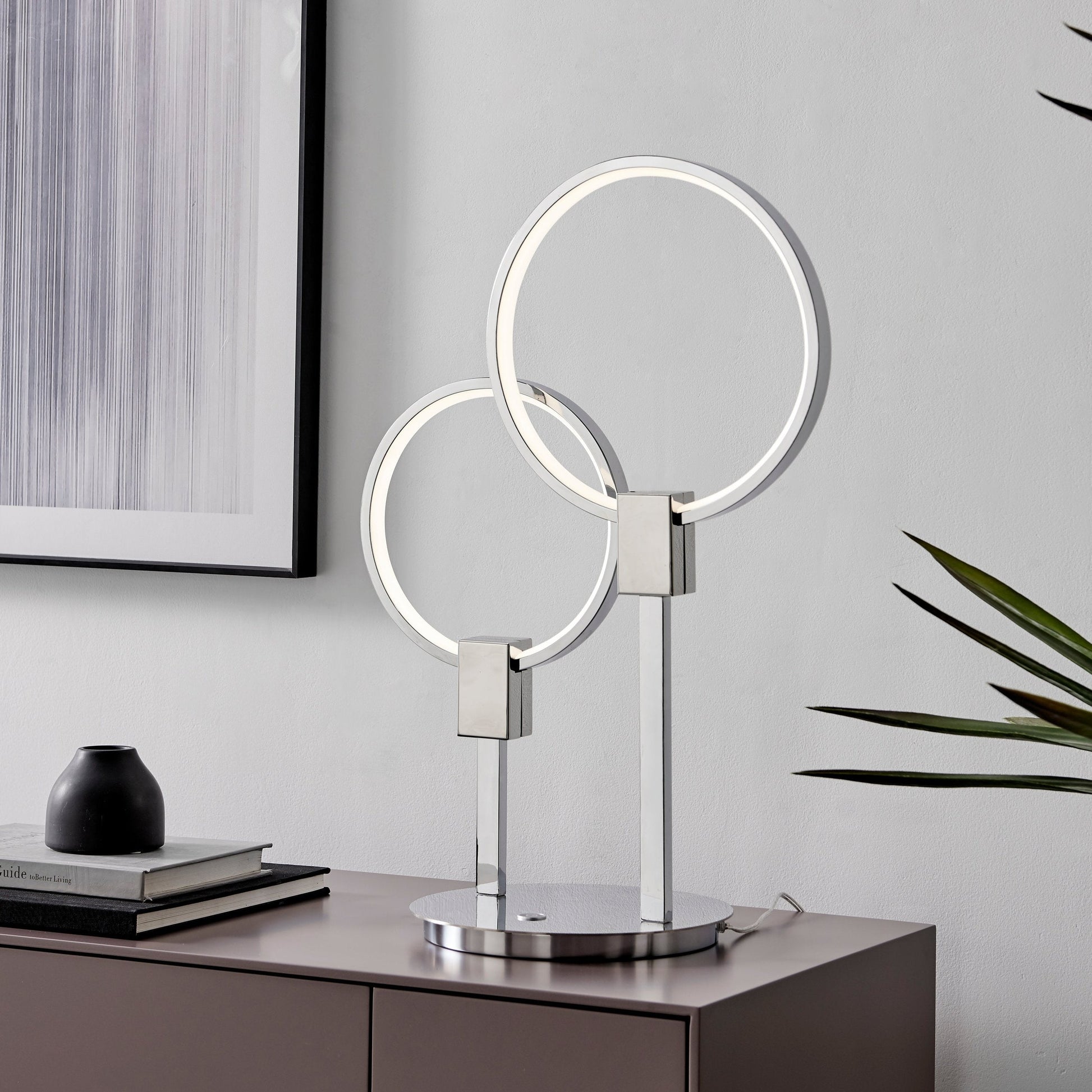 Finesse Decor 10" W x 23" H Chrome Finish 2-Light LED Table Lamp