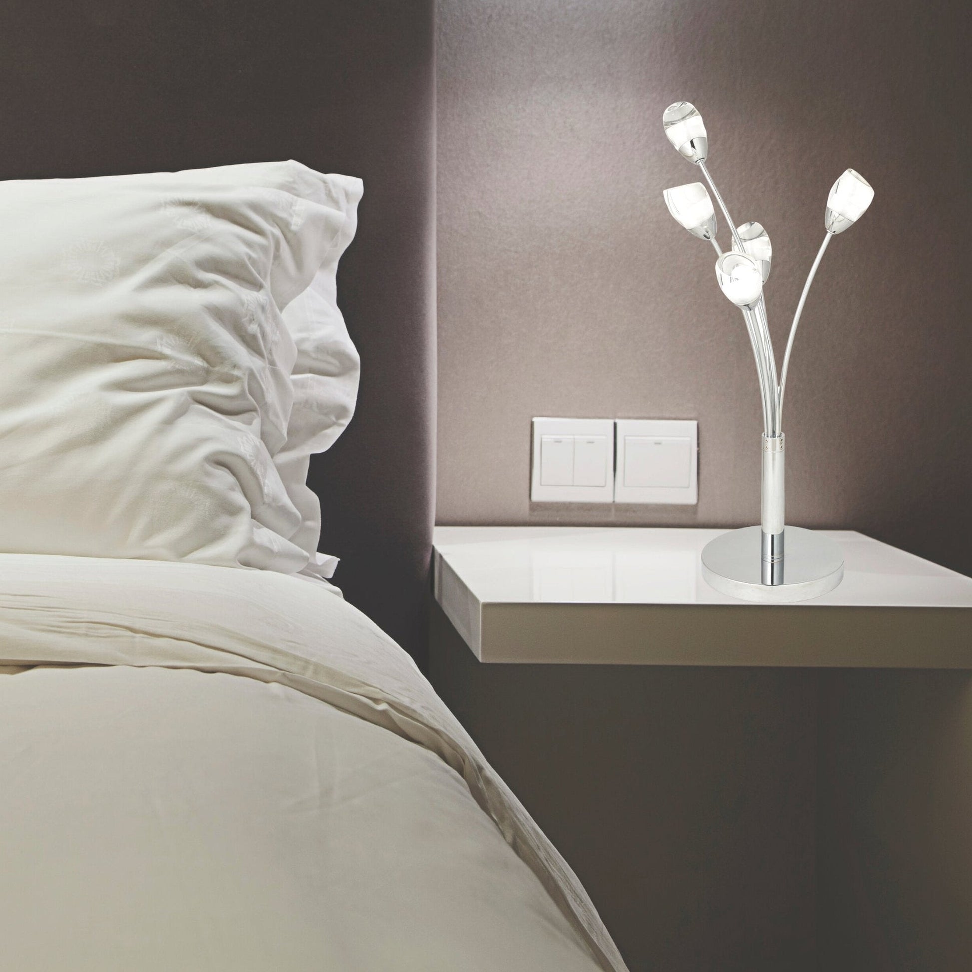 Finesse Decor 10" W x 25" H Chrome Finish 5-Light LED Table Lamp