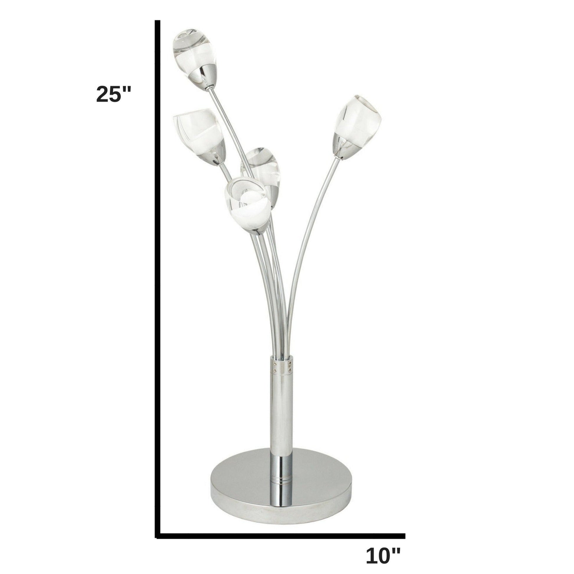 Finesse Decor 10" W x 25" H Chrome Finish 5-Light LED Table Lamp