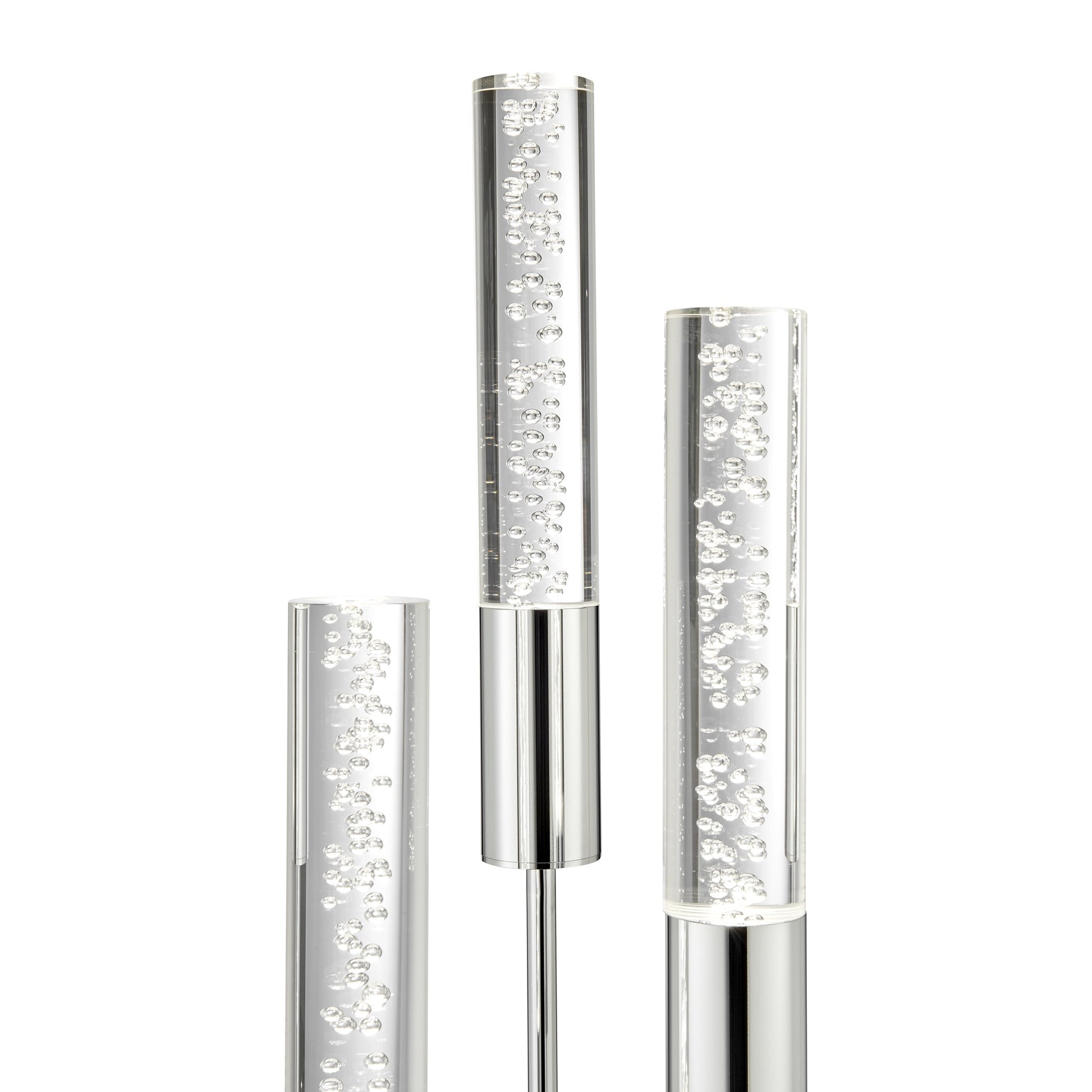 Finesse Decor 10" W x 29" H Chrome Finish 3-Light LED Acrylic Tube Table Lamp