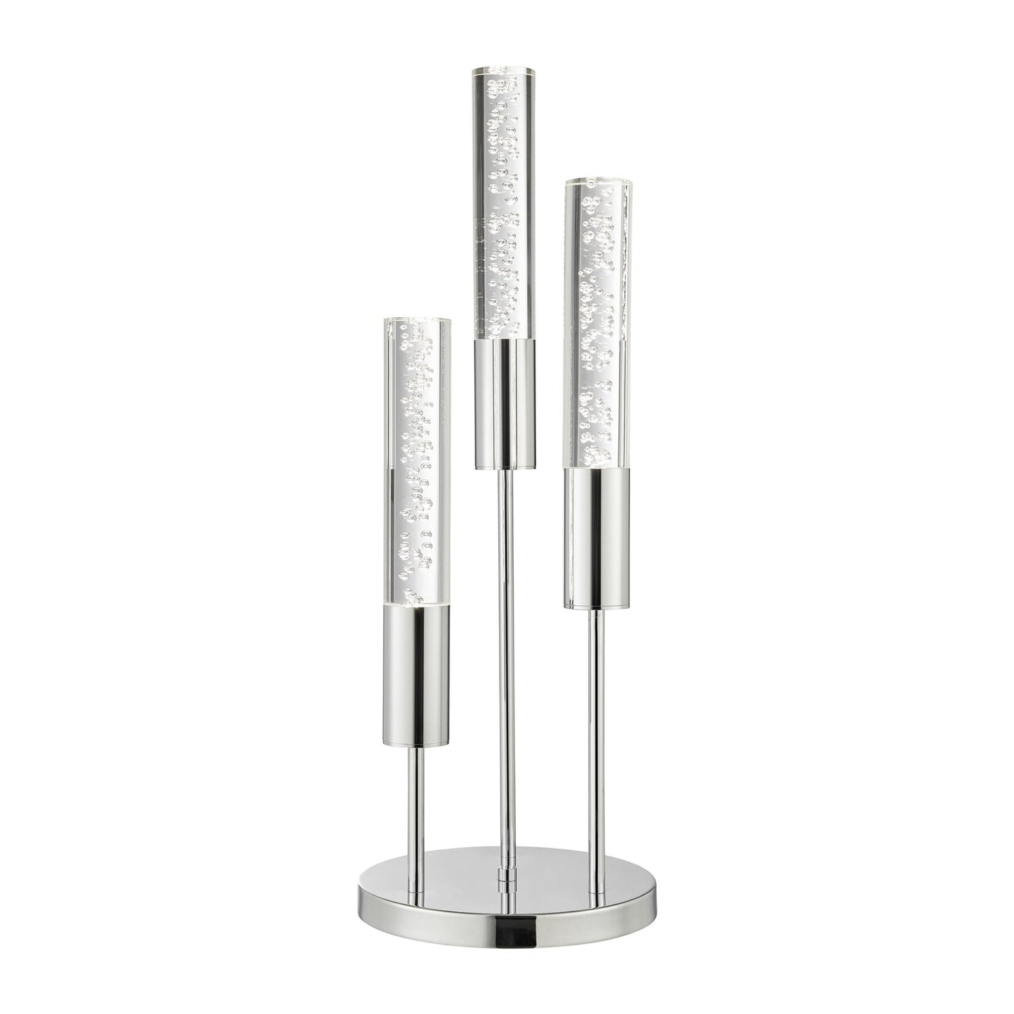 Finesse Decor 10" W x 29" H Chrome Finish 3-Light LED Acrylic Tube Table Lamp