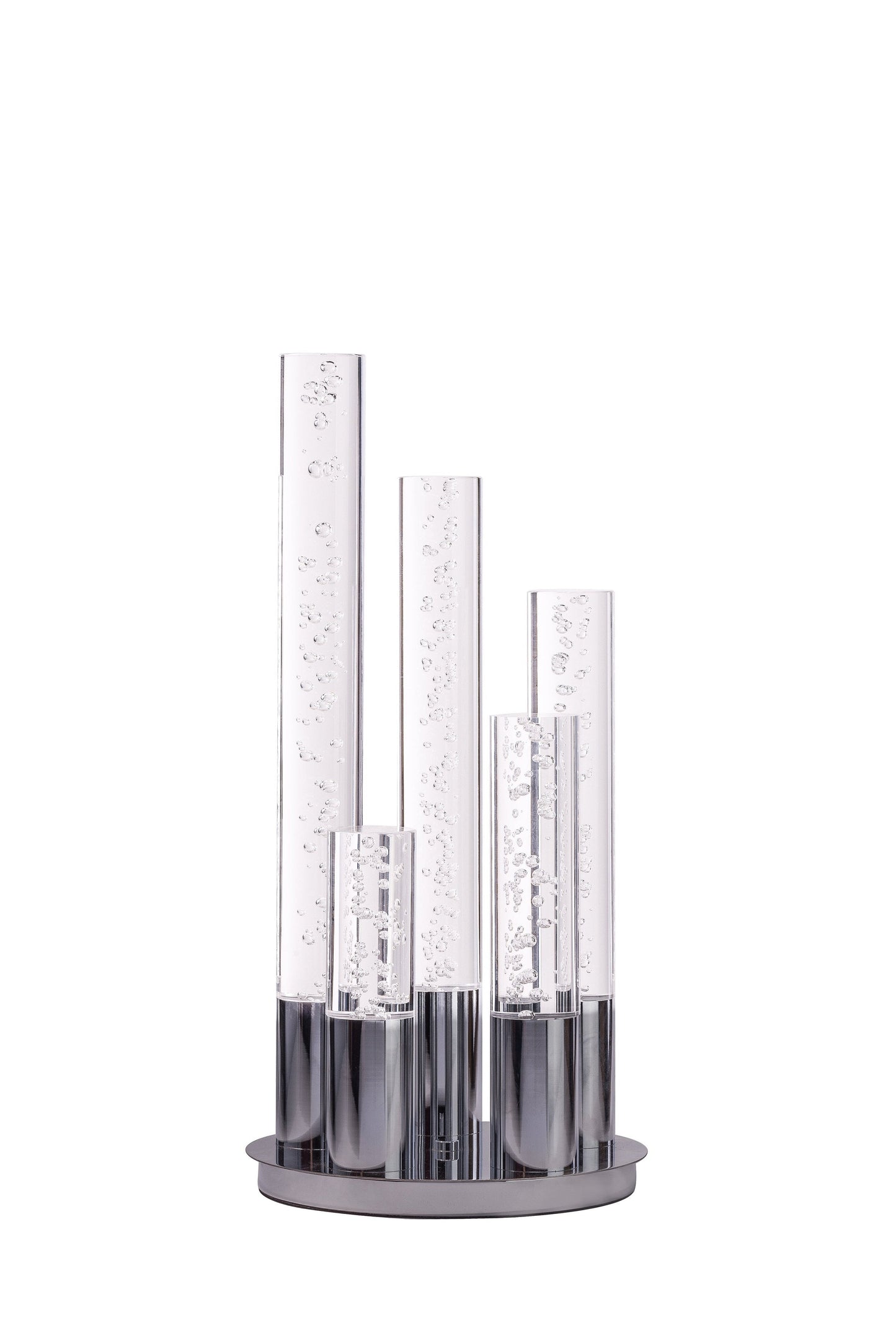 Finesse Decor 12" W x 25" H Chrome 5-Light Acrylic Cylinder Table Lamp