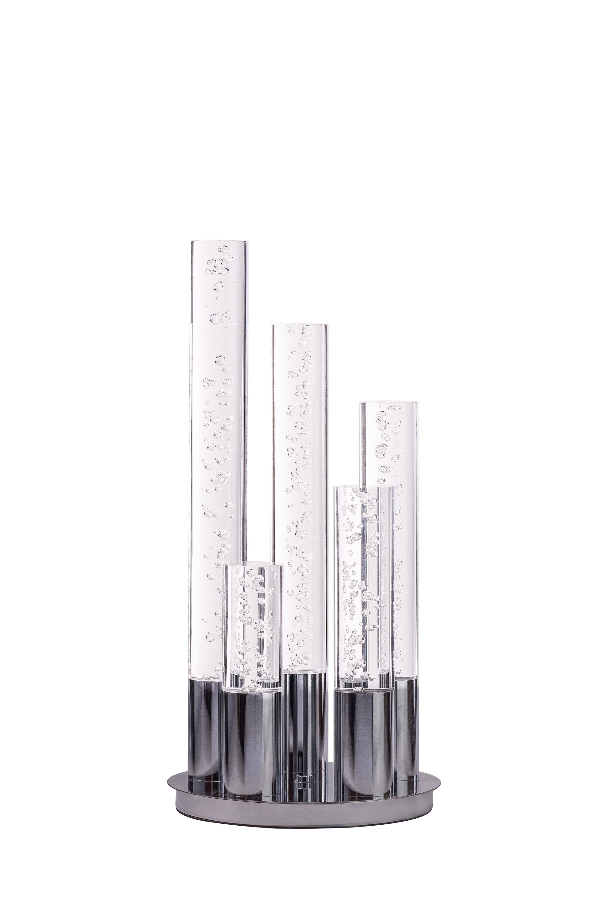 Finesse Decor 12" W x 25" H Chrome 5-Light Acrylic Cylinder Table Lamp