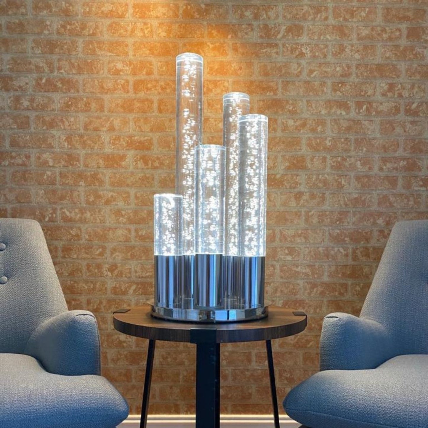 Finesse Decor 12" W x 25" H Chrome 5-Light Acrylic Cylinder Table Lamp