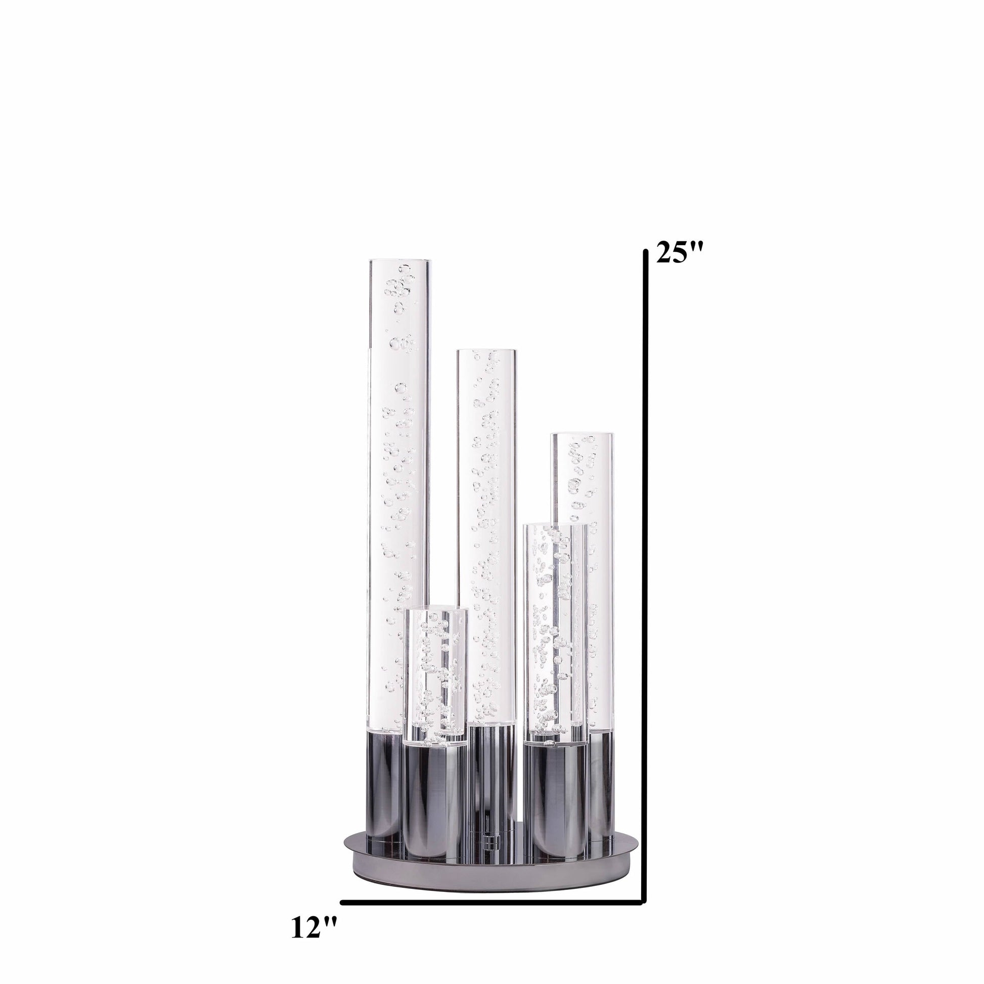 Finesse Decor 12" W x 25" H Chrome 5-Light Acrylic Cylinder Table Lamp