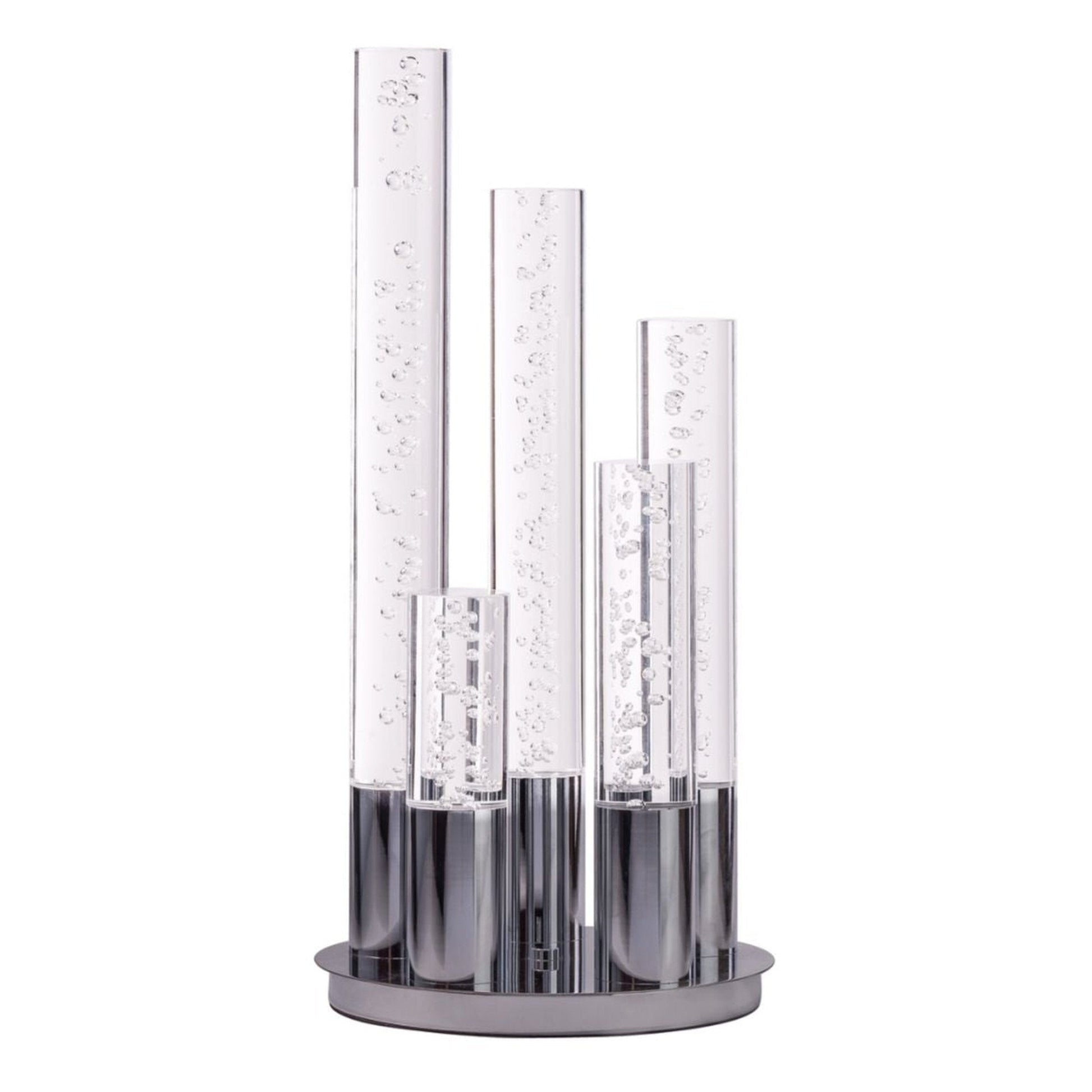 Finesse Decor 12" W x 25" H Chrome 5-Light Acrylic Cylinder Table Lamp