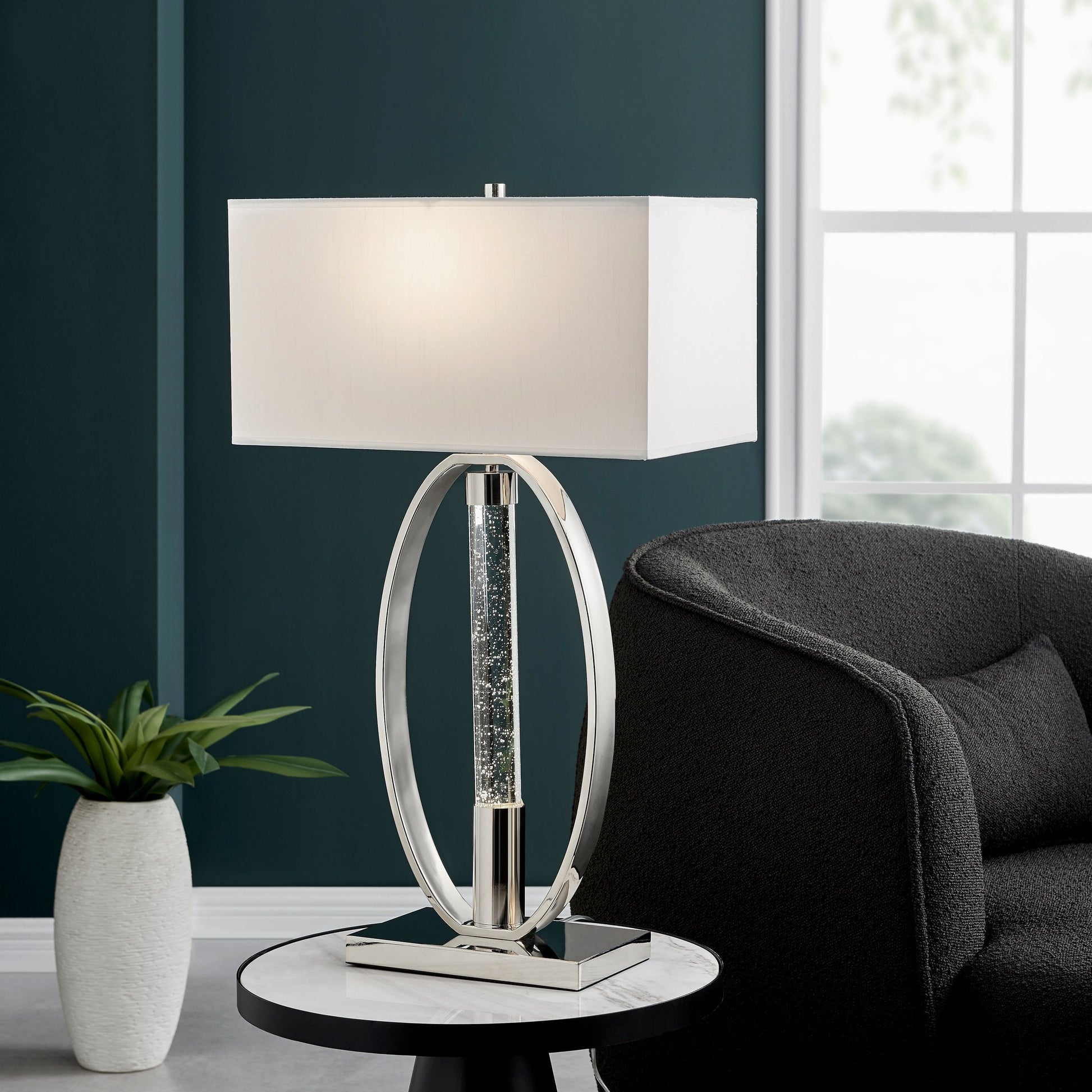 Finesse Decor 13" W x 16" H Chrome Finish 2-Light Table Lamp