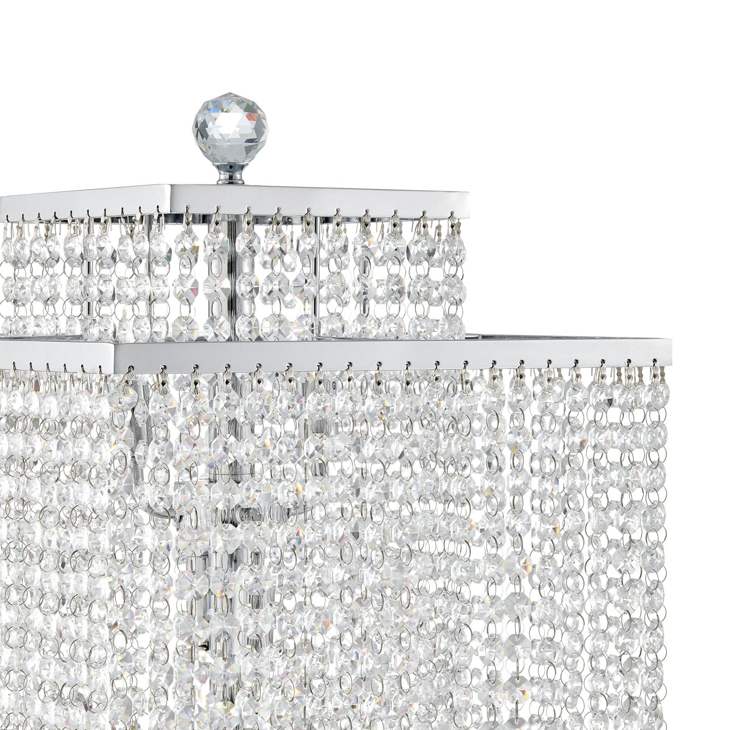 Finesse Decor 13" W x 22" H Chrome Finish 4-Light Square Crystal Double Crown Table Lamp