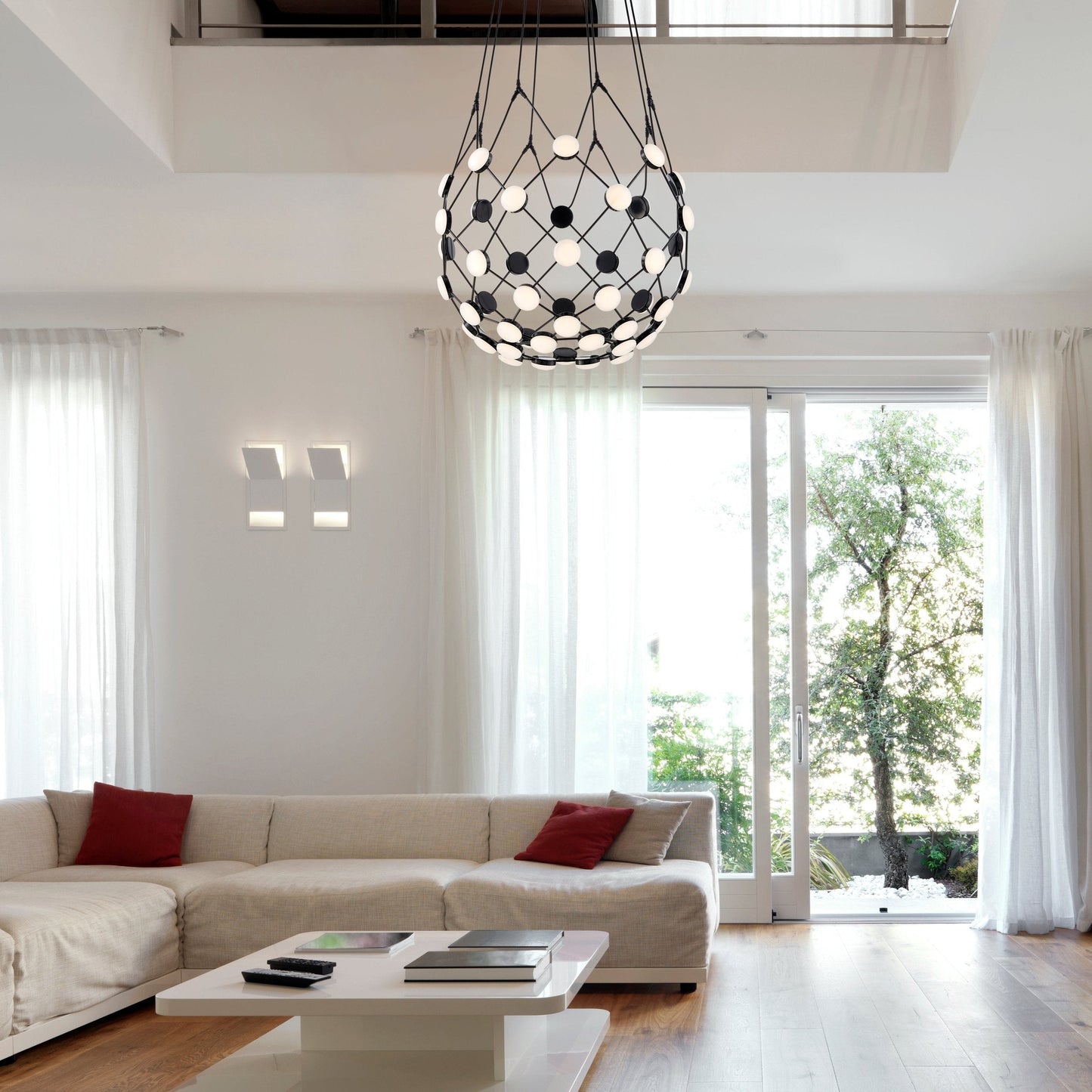 Finesse Decor 24" Black Contemporary LED Basket Chandelier
