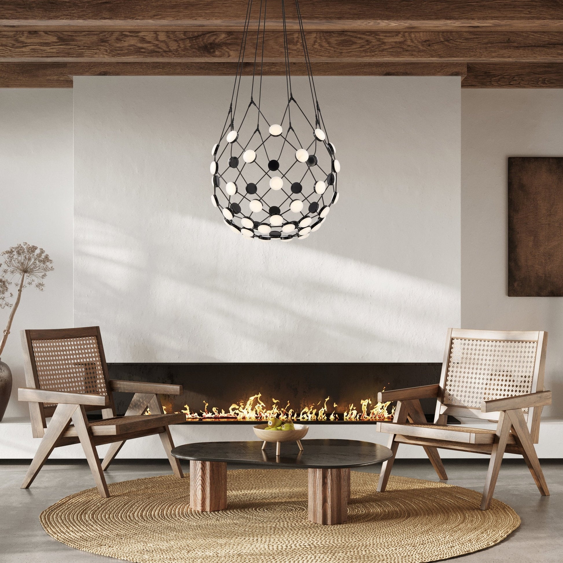 Finesse Decor 24" Black Contemporary LED Basket Chandelier
