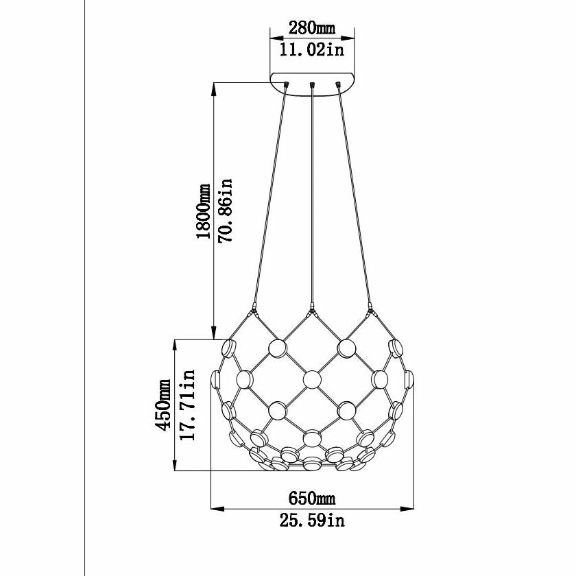Finesse Decor 24" Black Contemporary LED Basket Chandelier