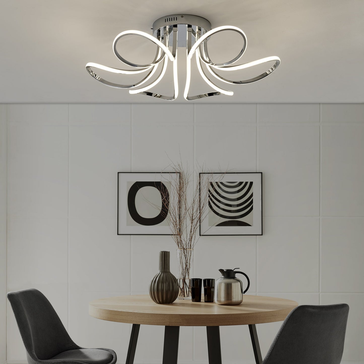 Finesse Decor 32" 6-Light Petal Flower LED Strip Flush Mount