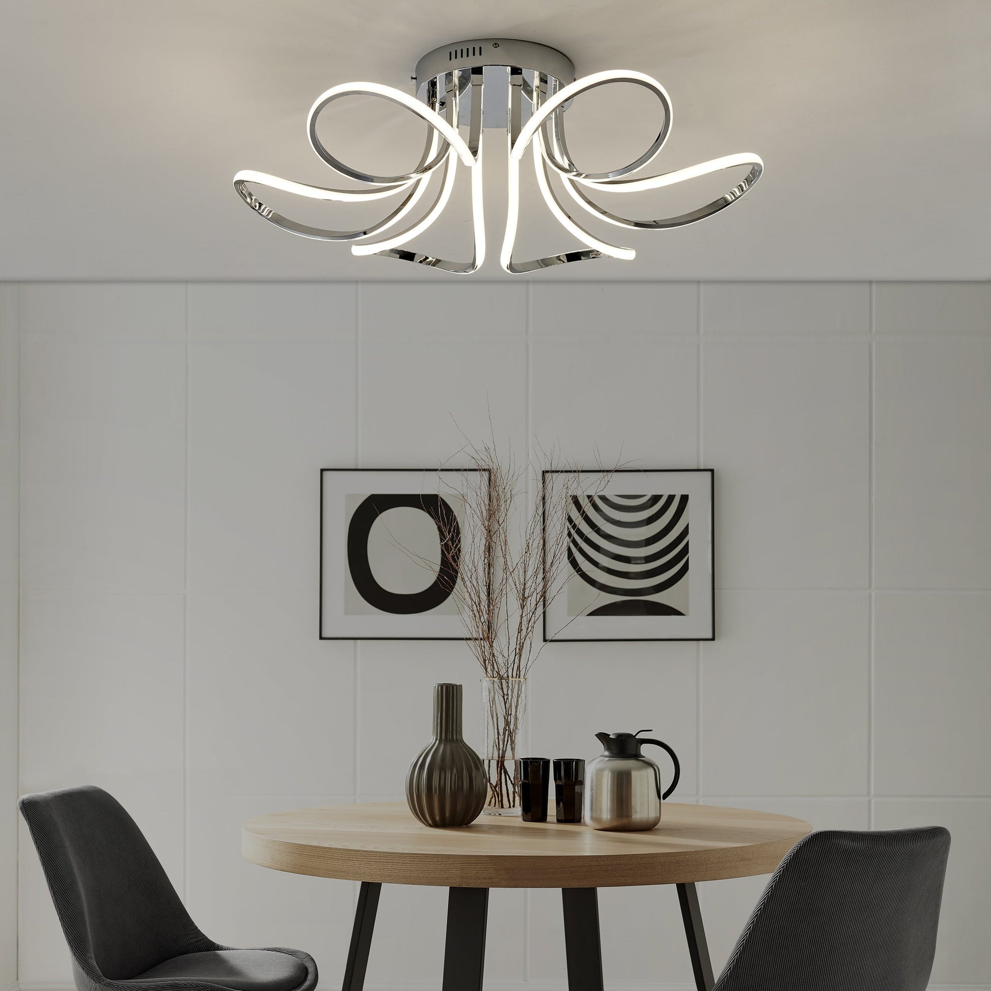 Finesse Decor 32" 6-Light Petal Flower LED Strip Flush Mount