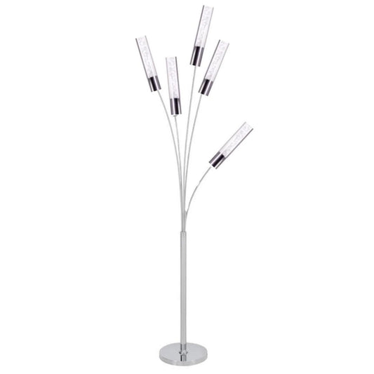 Finesse Decor 47" Chrome Finish 5-Light LED Floor Lamp With Crystal Cylinders