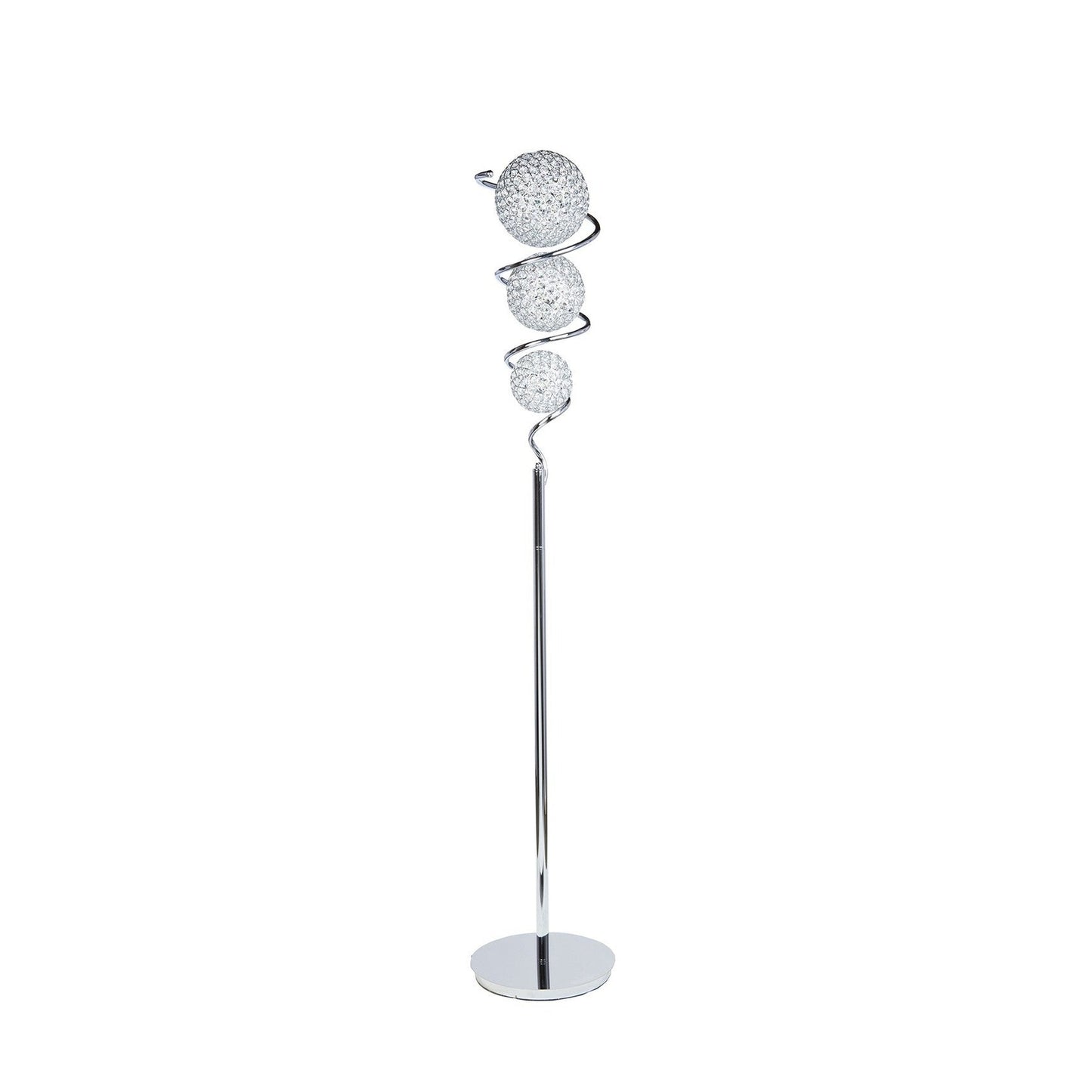 Finesse Decor 67" Chrome 3-Light Vertical Crystal Sphere LED Floor Lamp