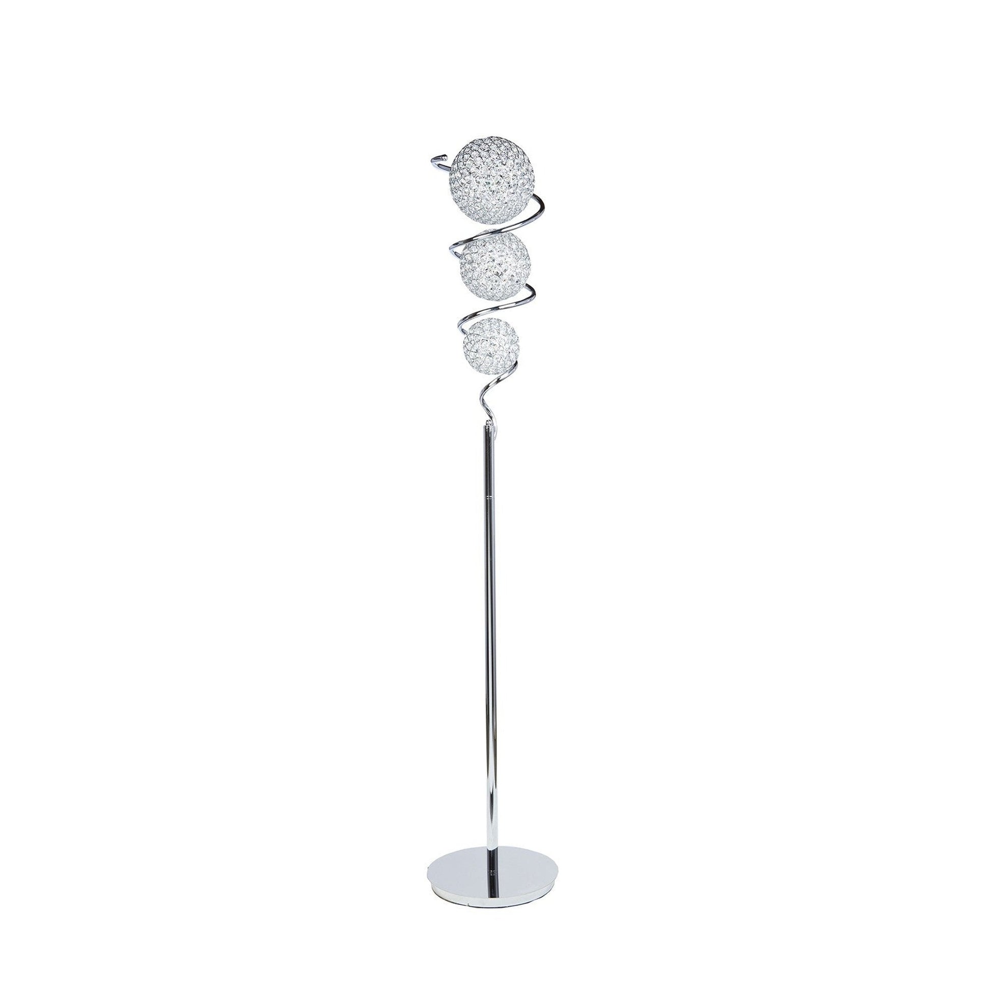 Finesse Decor 67" Chrome 3-Light Vertical Crystal Sphere LED Floor Lamp