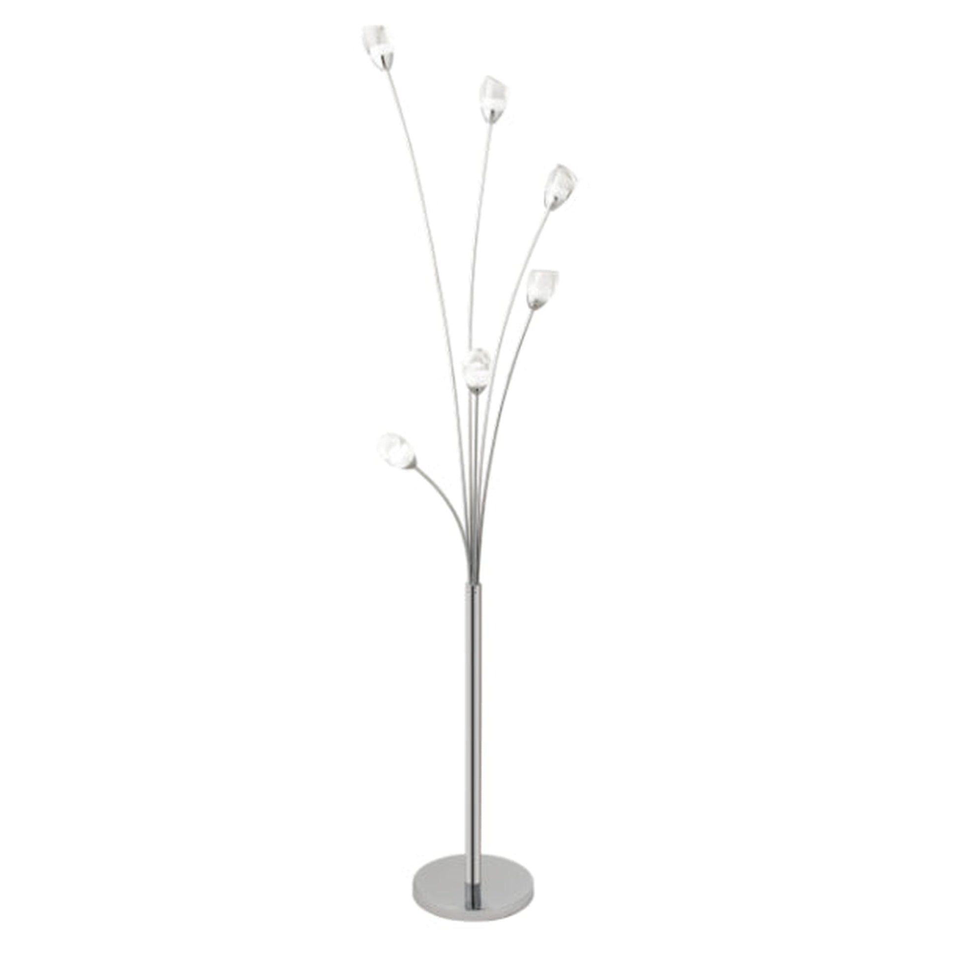 Finesse Decor 67" Polished Chrome Finish 6-Light LED Floor Lamp With Acrylic Tulip Shaped Shade