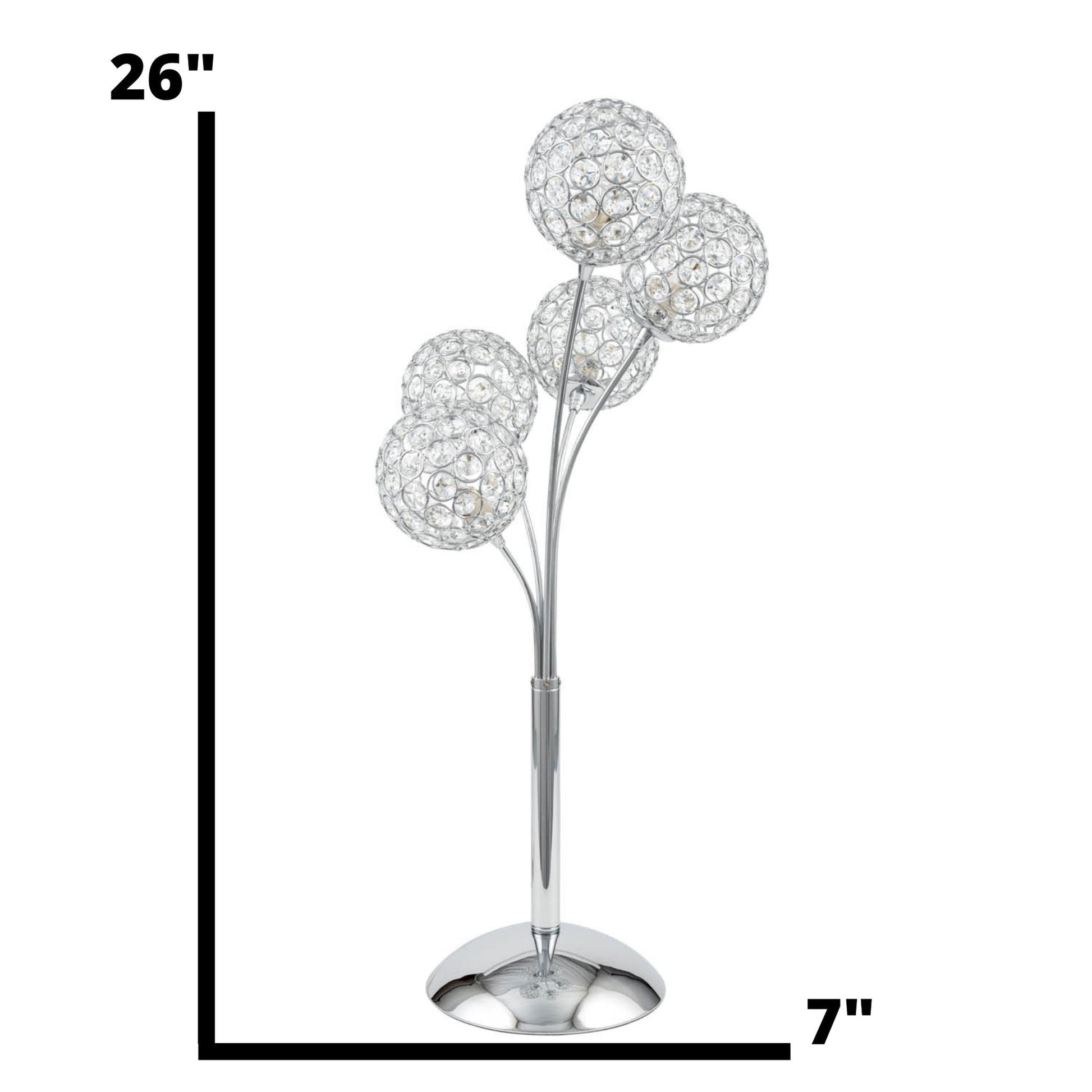 Finesse Decor 7" W x 26" H Chrome 5-Light Crystal Domes Table Lamp