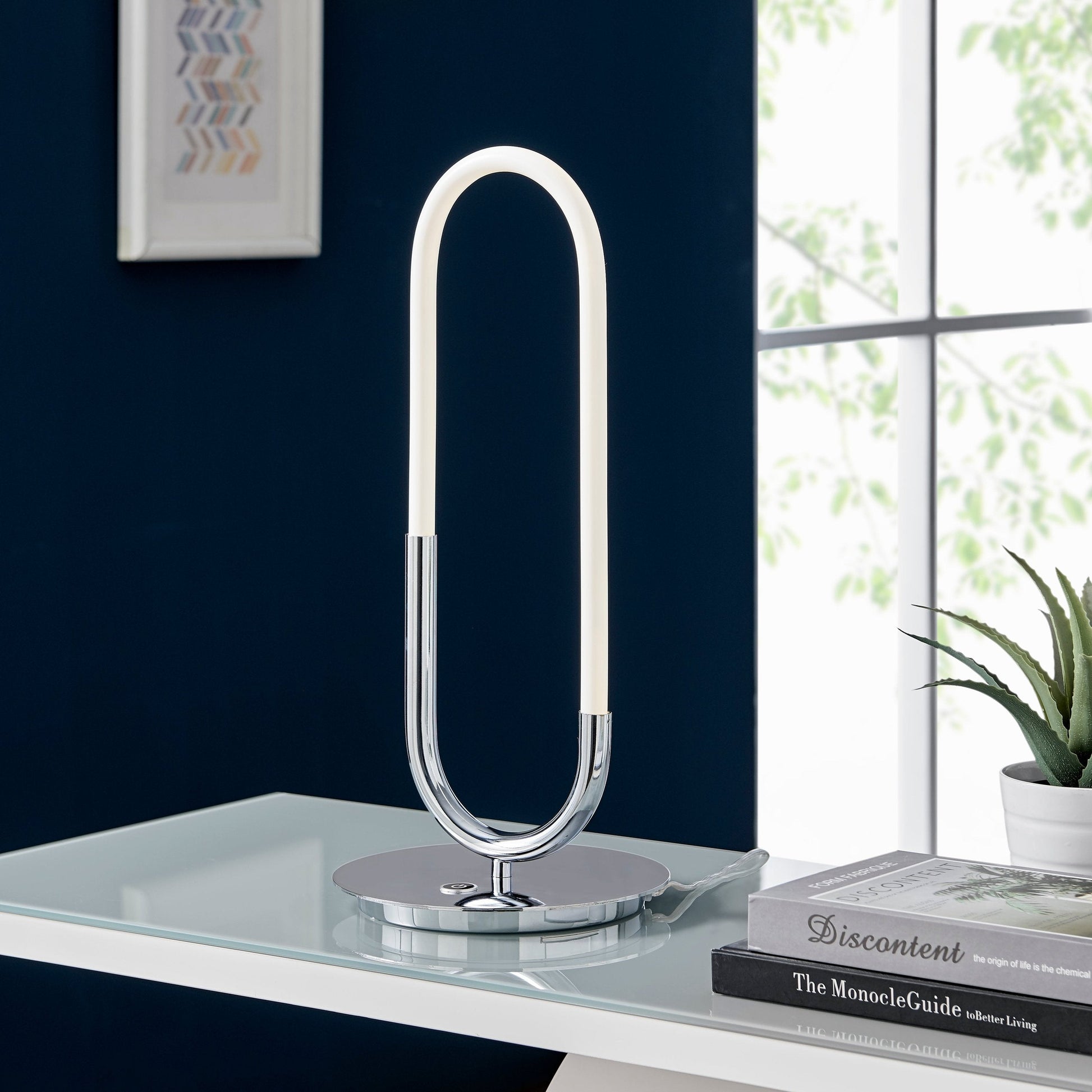 Finesse Decor 8" W x 19" H Chrome Finish 1-Light LED Single Clip Table Lamp