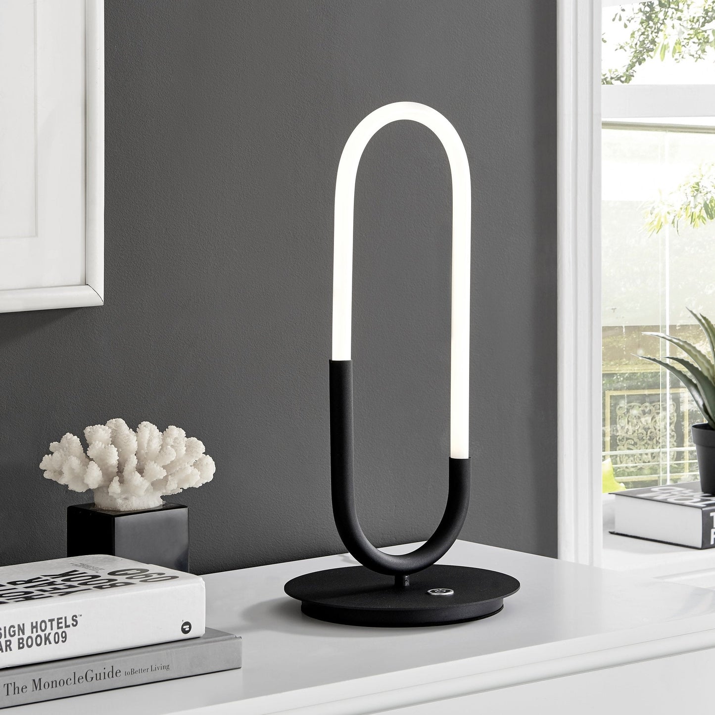 Finesse Decor 8" W x 19" H Matte Black Finish 1-Light LED Single Clip Table Lamp