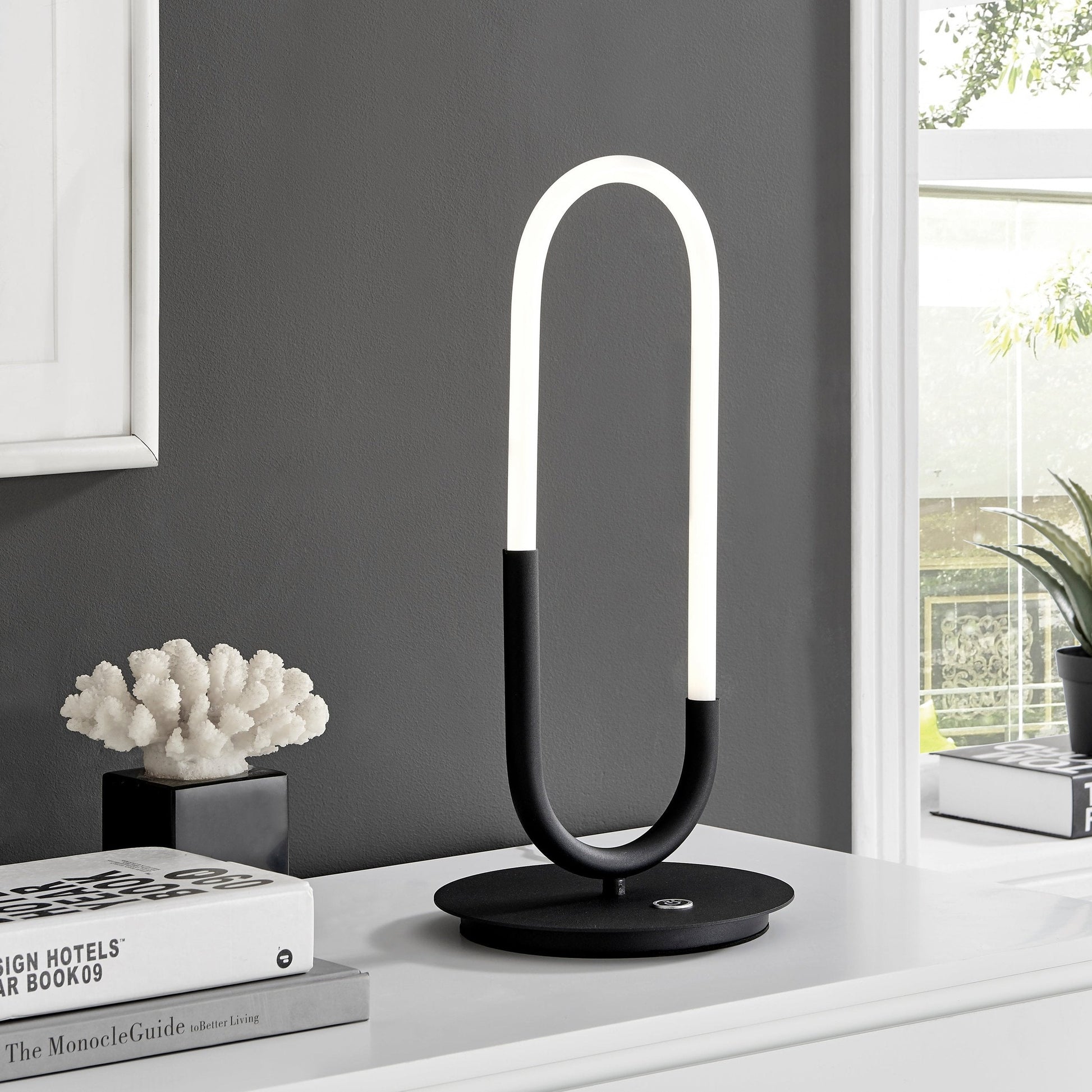 Finesse Decor 8" W x 19" H Matte Black Finish 1-Light LED Single Clip Table Lamp