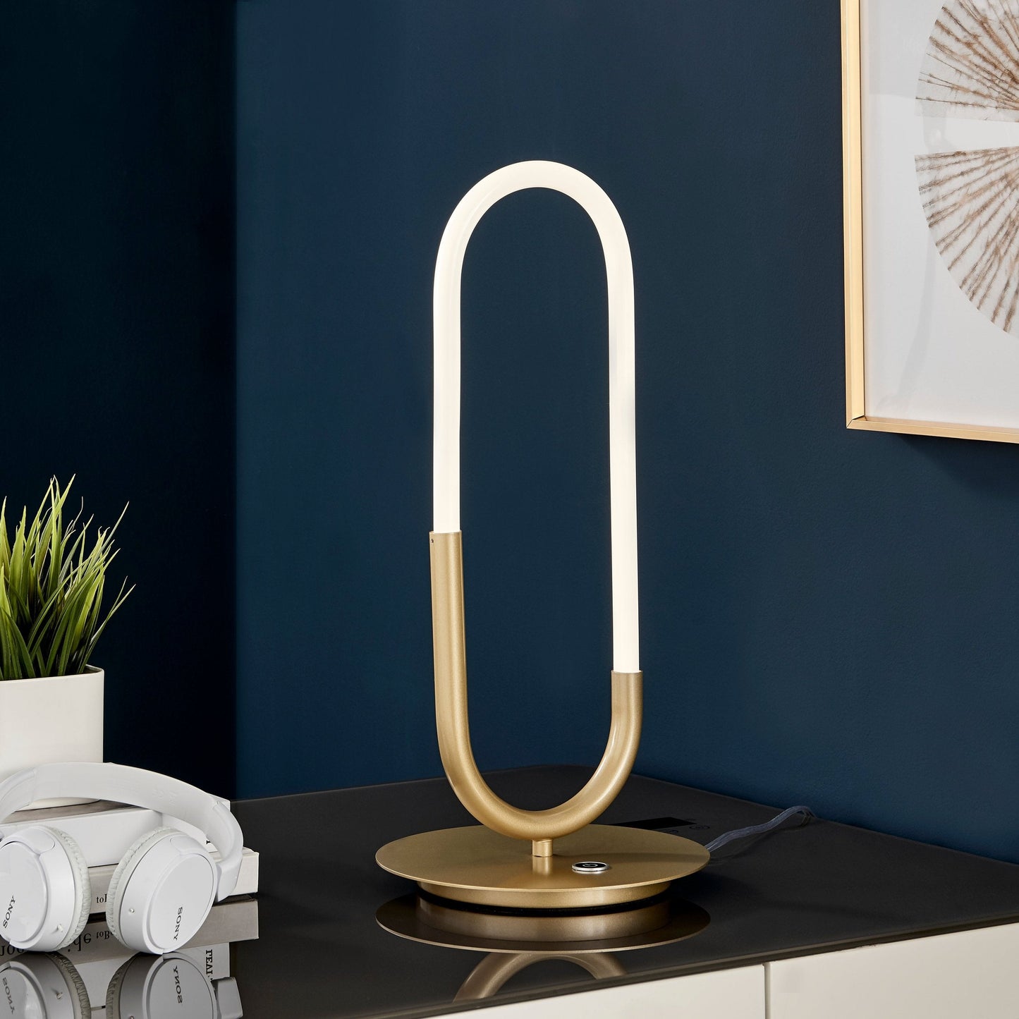 Finesse Decor 8" W x 19" H Sandy Gold Finish 1-Light LED Single Clip Table Lamp