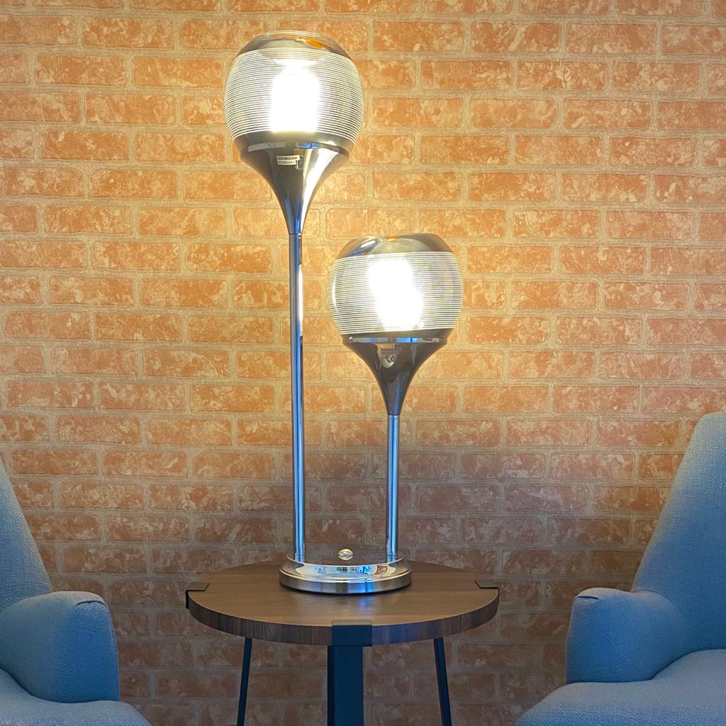 Finesse Decor 8" W x 28" H Chrome 2-Light LED Table Lamp