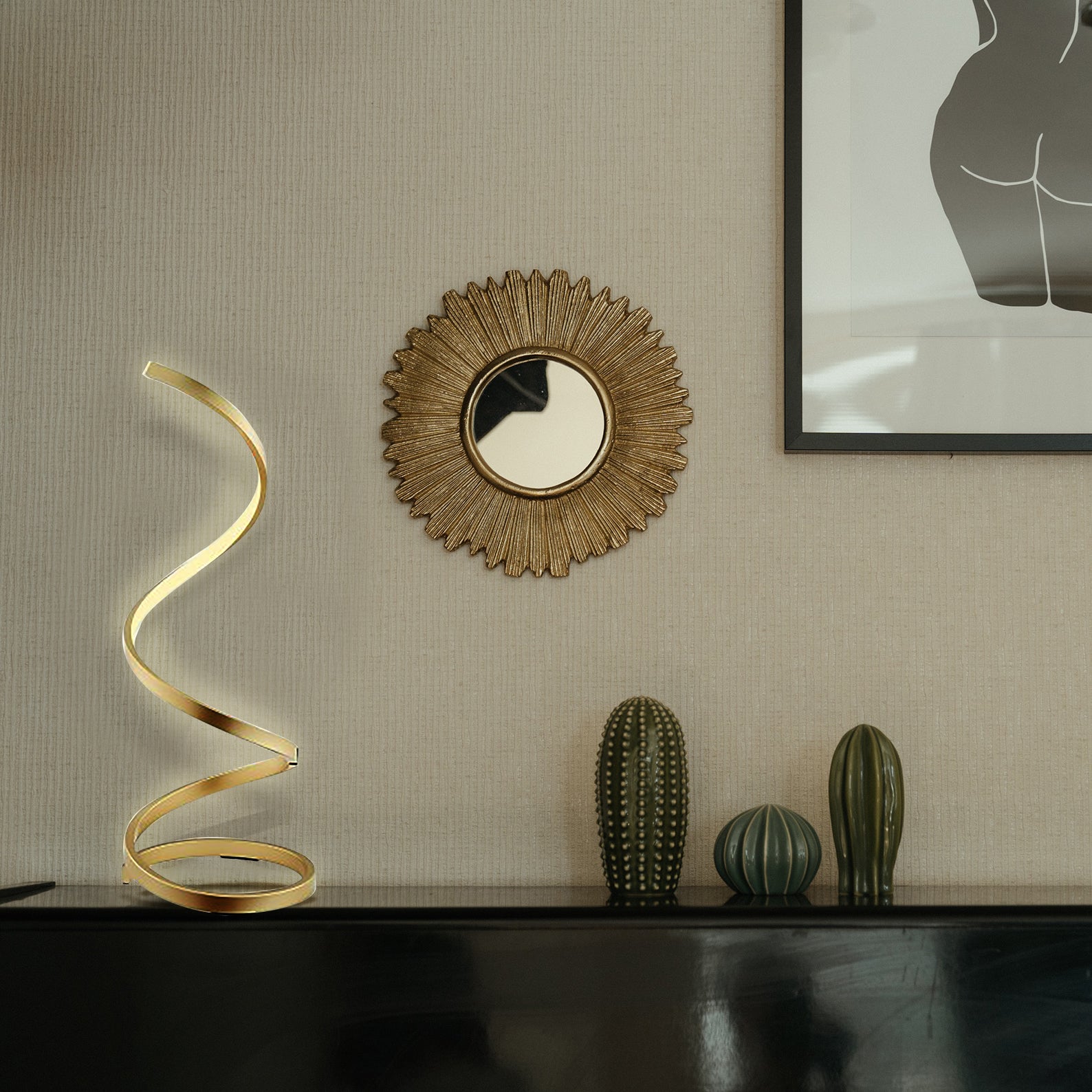 Finesse Decor 8" W x 31" H Gold Finish 1-Light LED Modern Spiral Table Lamp