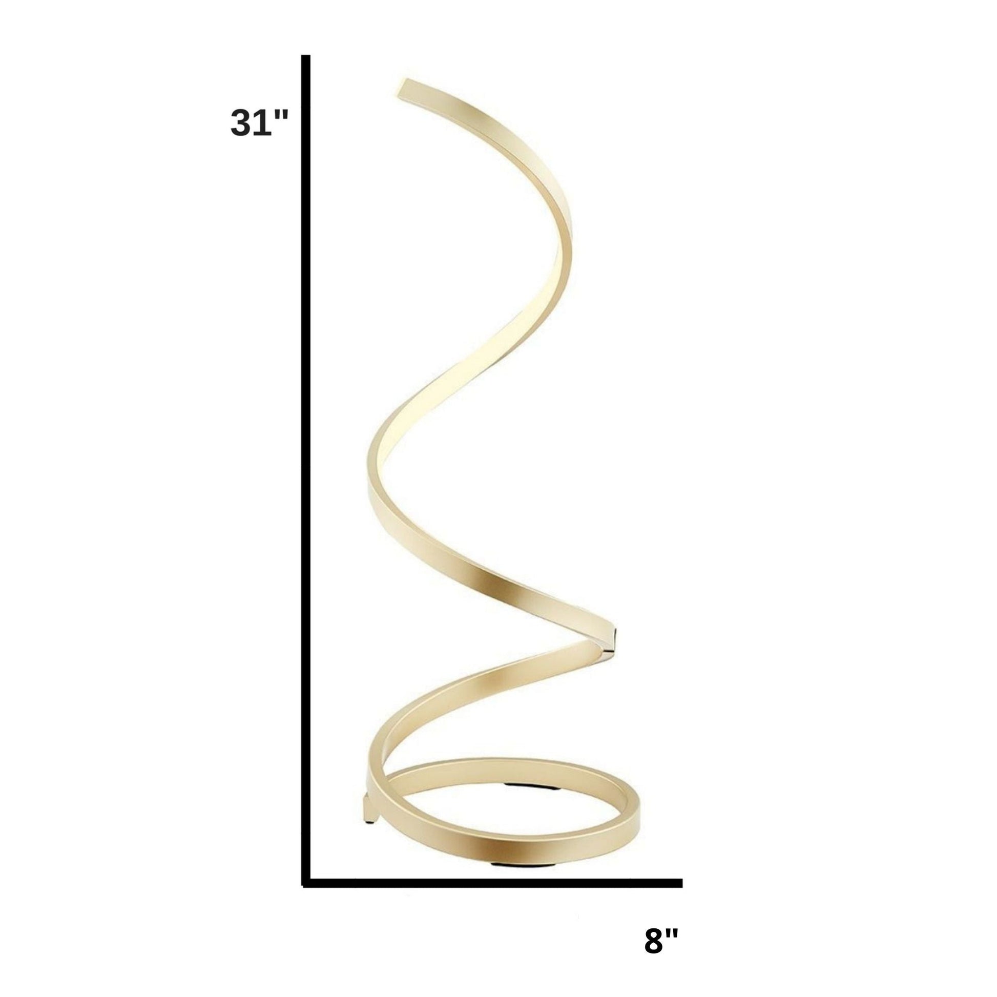 Finesse Decor 8" W x 31" H Gold Finish 1-Light LED Modern Spiral Table Lamp