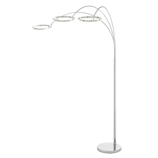 Finesse Decor 84" Chrome 3-Light Ring Arc LED Floor Lamp