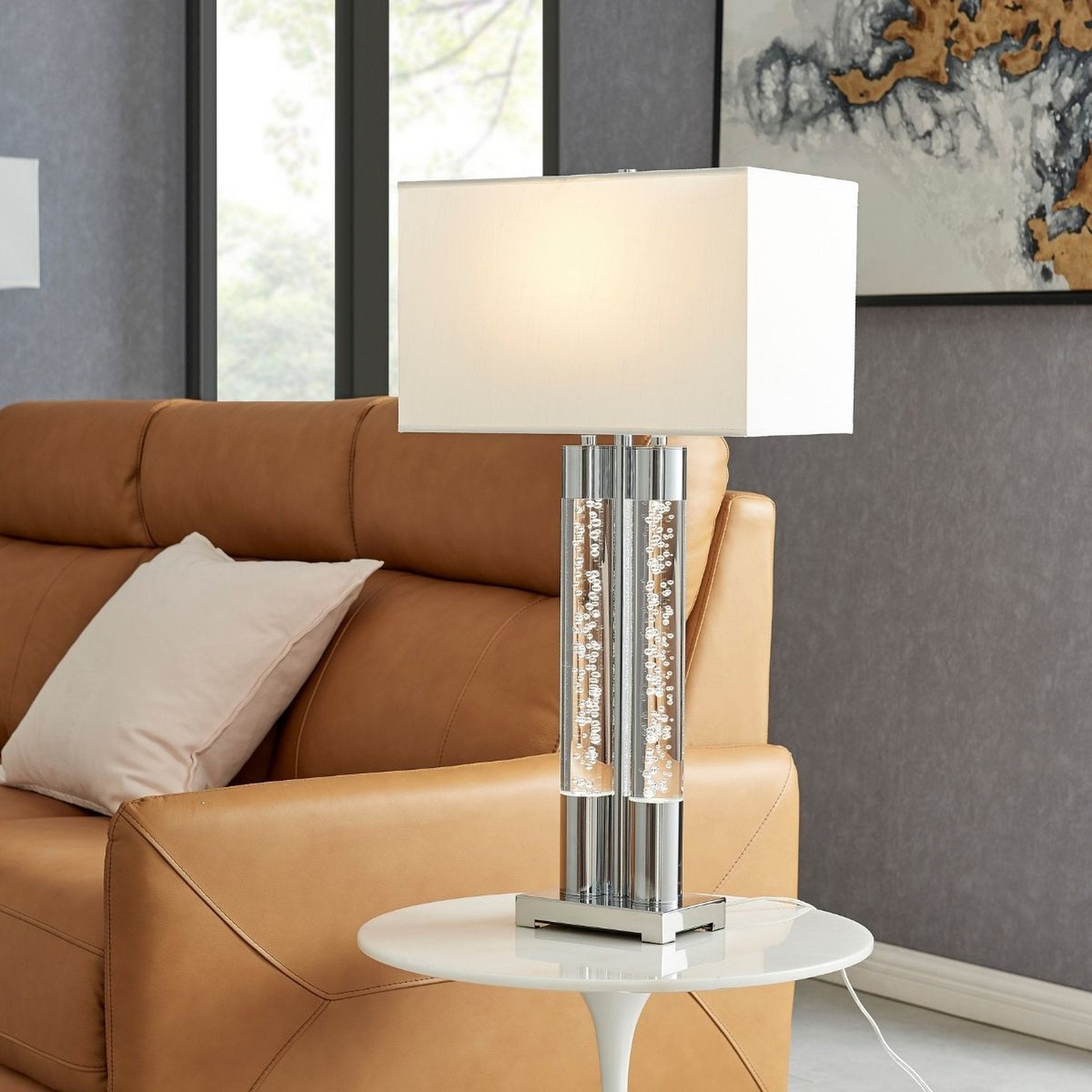Finesse Decor 9" W x 30" H Chrome Finish 1-Light LED Table Lamp