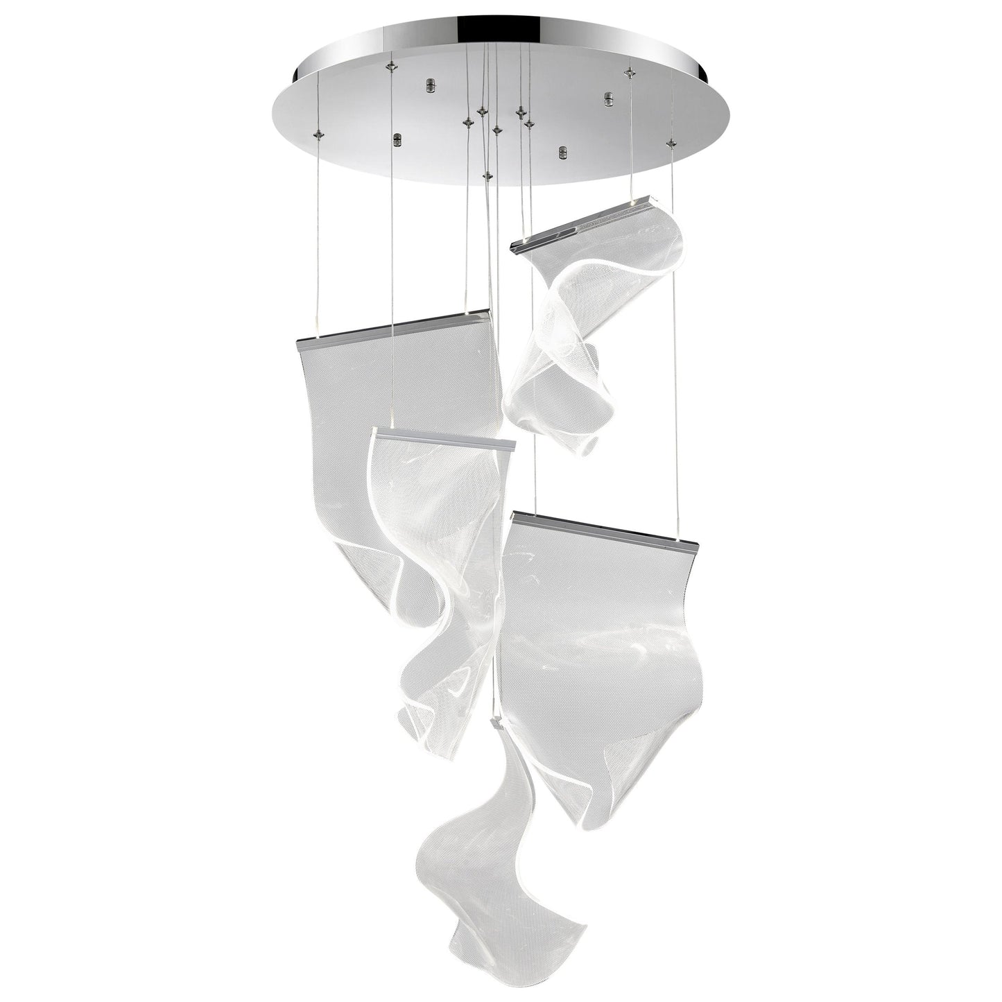 Finesse Decor Acrylic Lace 22" Chrome Finish 5-Light LED Chandelier